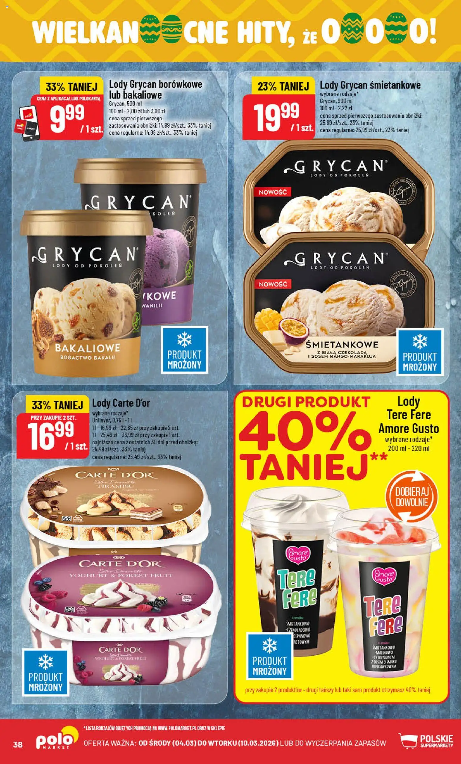 POLOmarket gazetka od 04.03.2026 | Strona: 38 | Produkty: Mango, Lody Grycan, Tiramisu, Lody