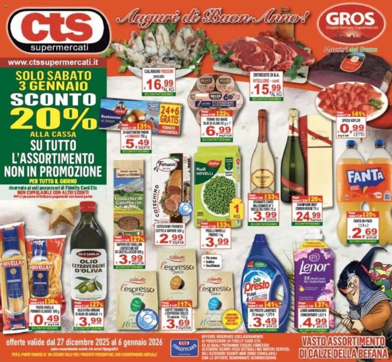 Volantino CTS del 27.12.2025 | Pagina: 1 | Prodotti: Caffè, Ammorbidente, Olio, Fanta