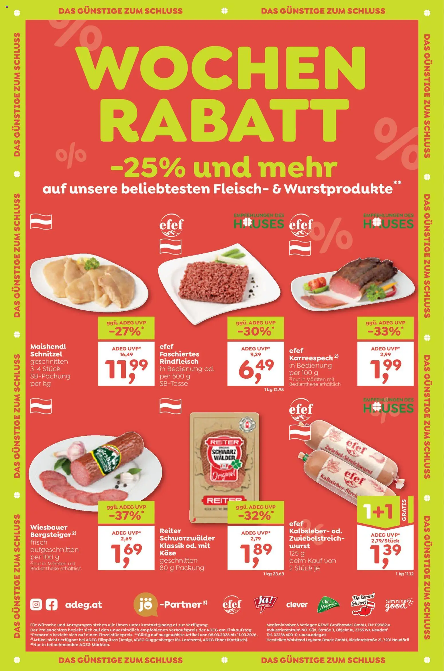ADEG Flugblatt gültig ab 05.03.2026 | Seite: 6 | Produkte: Wurst, Käse, Rindfleisch