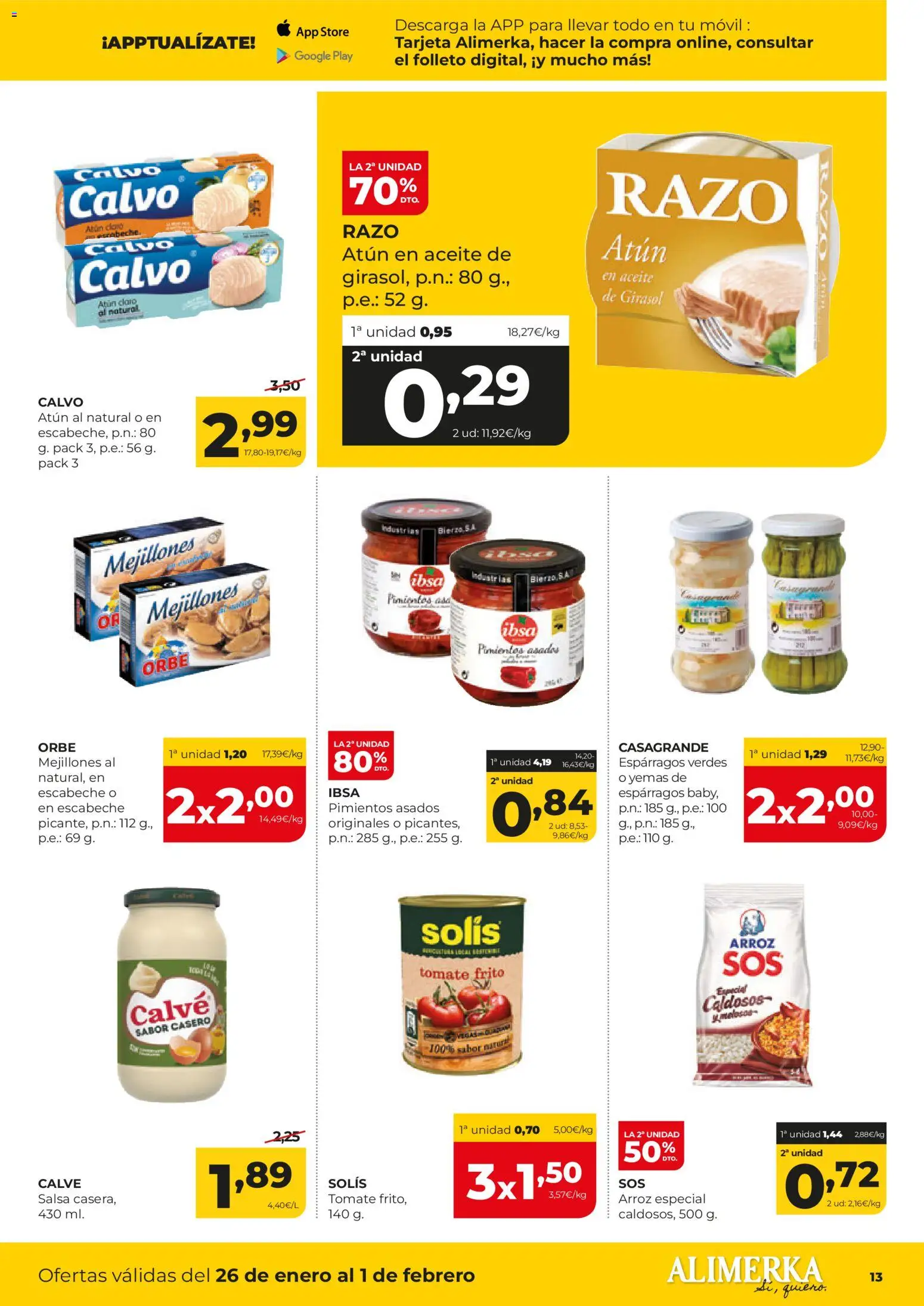 Alimerka folleto Castilla y León │ válido desde el 26.01.2026 | Página: 13 | Productos: Aceite, Arroz, Νερό καρύδας, Atún claro
