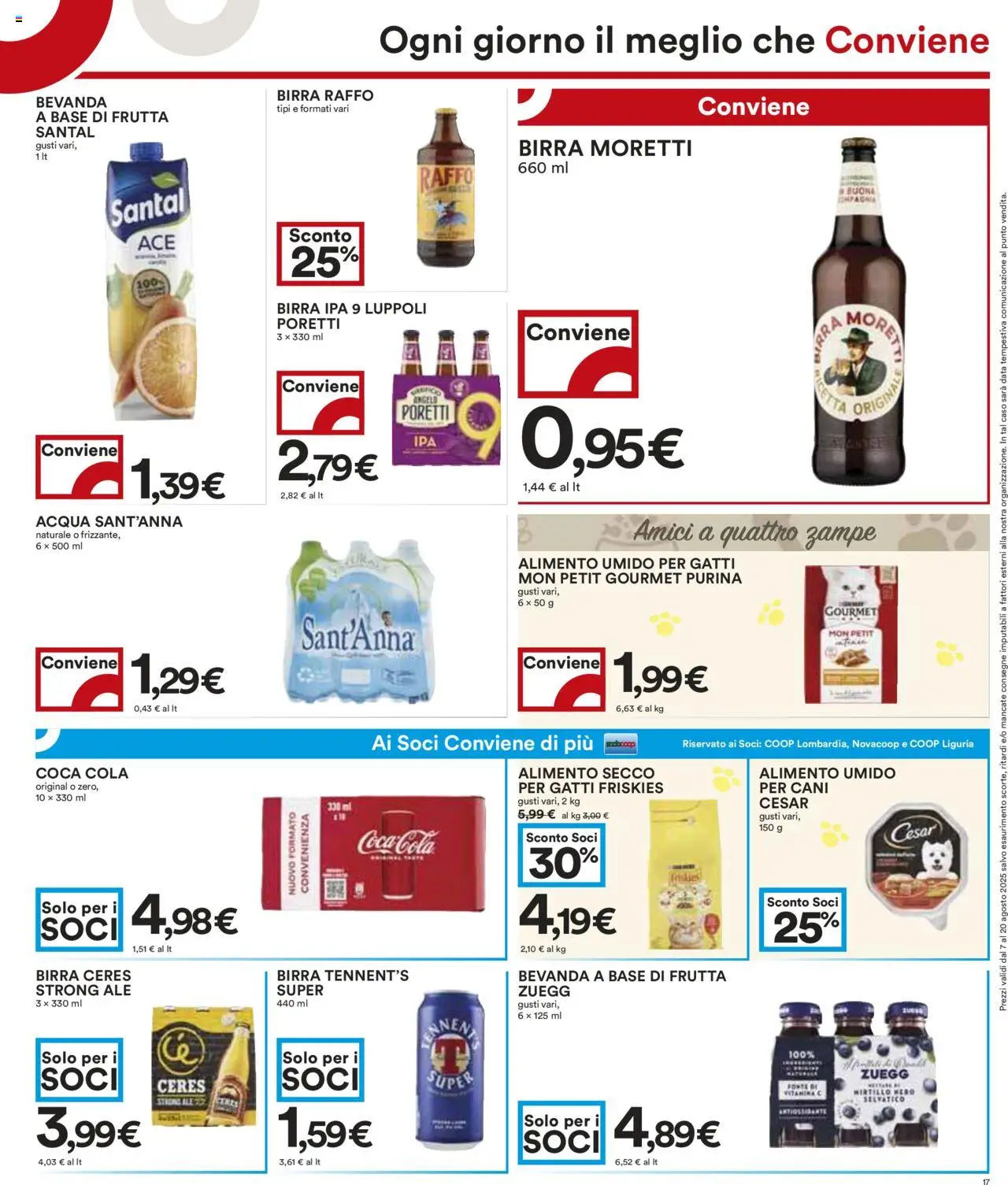 Volantino COOP del 07.08.2025 | Pagina: 17 | Prodotti: Birra, Frutta, Birra Moretti, Coca Cola