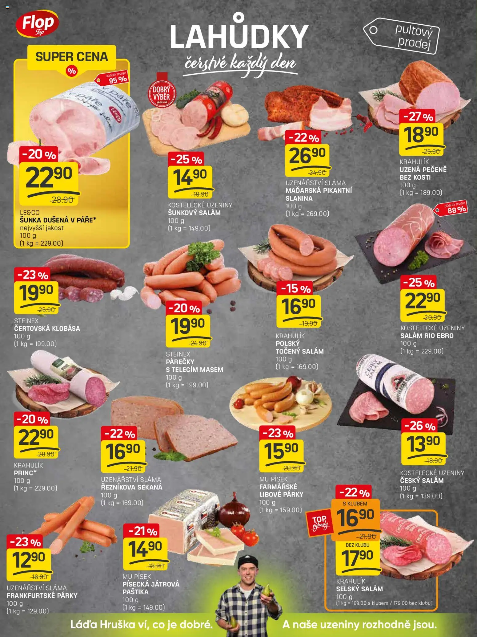 Flop leták - FlopTop od 07.01.2026 | Strana: 6 | Produkty: Párky, Sekaná, Uzeniny, Šunkový salám