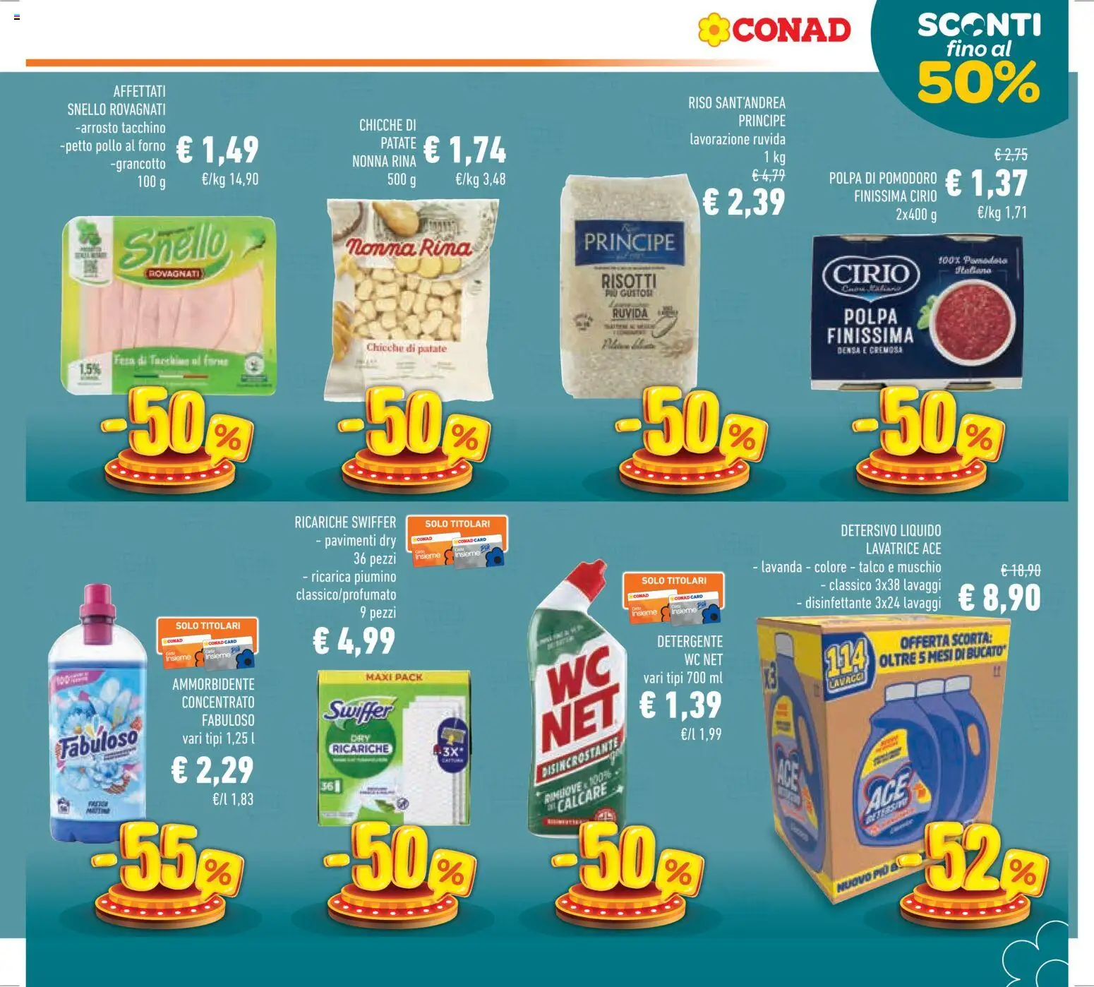 Volantino Conad del 11.03.2026 | Pagina: 9 | Prodotti: Detergente, Talco, Patate, Lavatrice