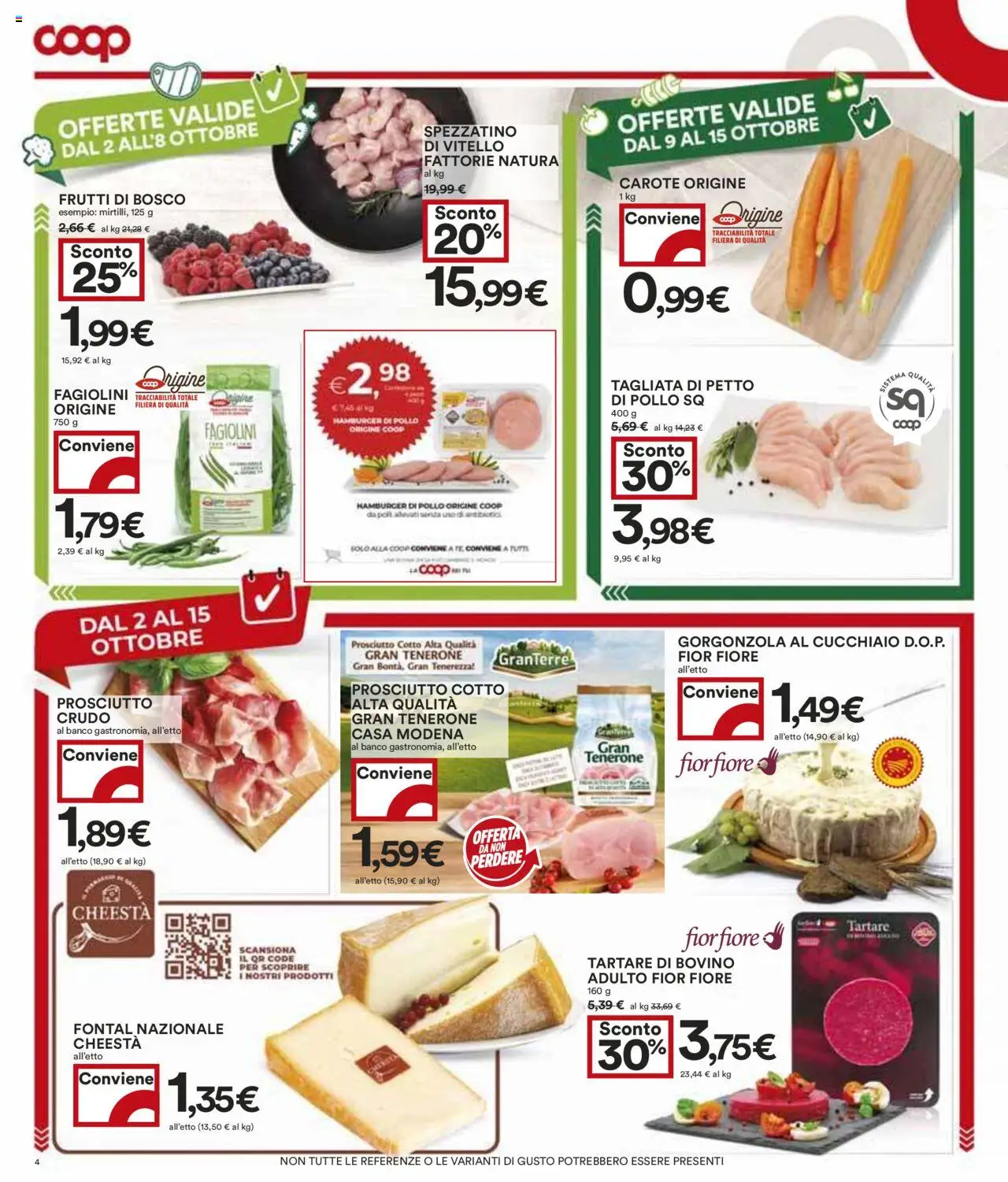 Volantino COOP del 02.10.2025 | Pagina: 4 | Prodotti: Bovino, Pollo, Tè, Vitello