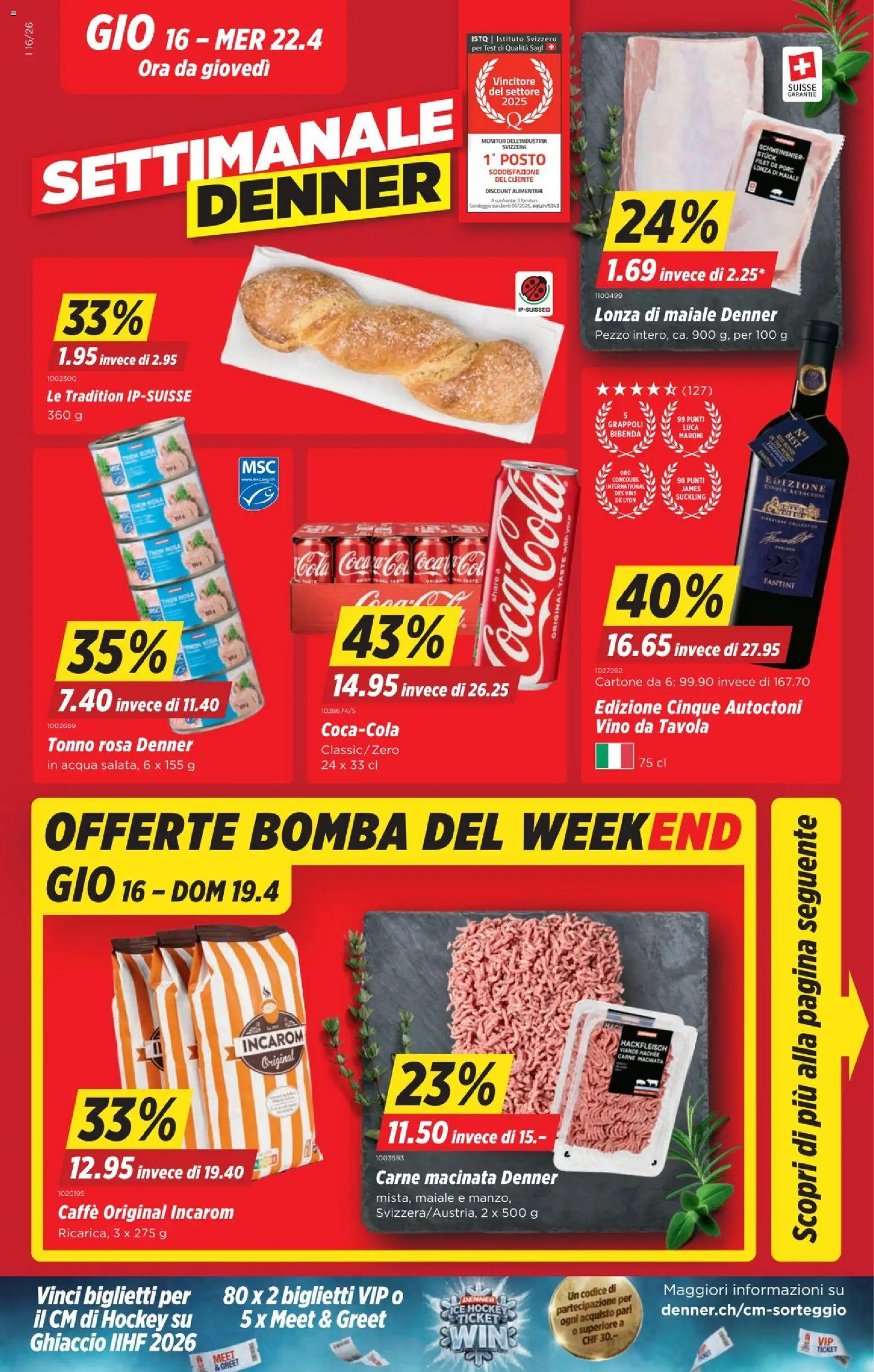 Denner aktionen IT – gültig ab 16.04.2026 | Seite: 1 | Produkte: Coca Cola, Monitor