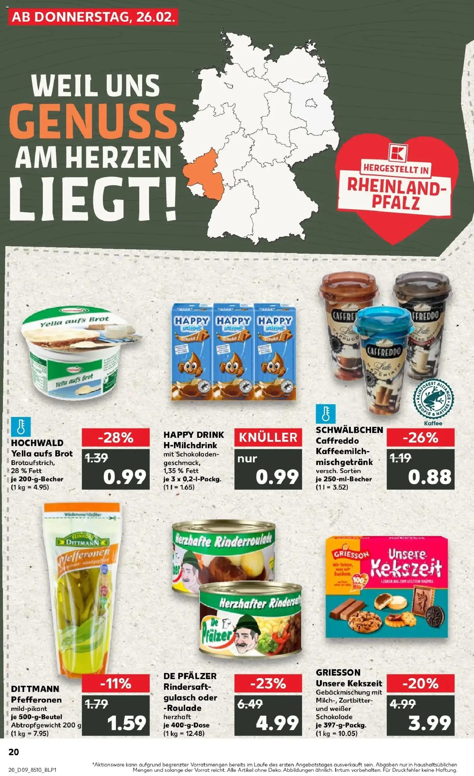 Kaufland prospekt Frankenthal	 – gültig ab 26.02.2026 | Seite: 20 | Produkte: Kaffee, Schokolade, Gulasch, Brot