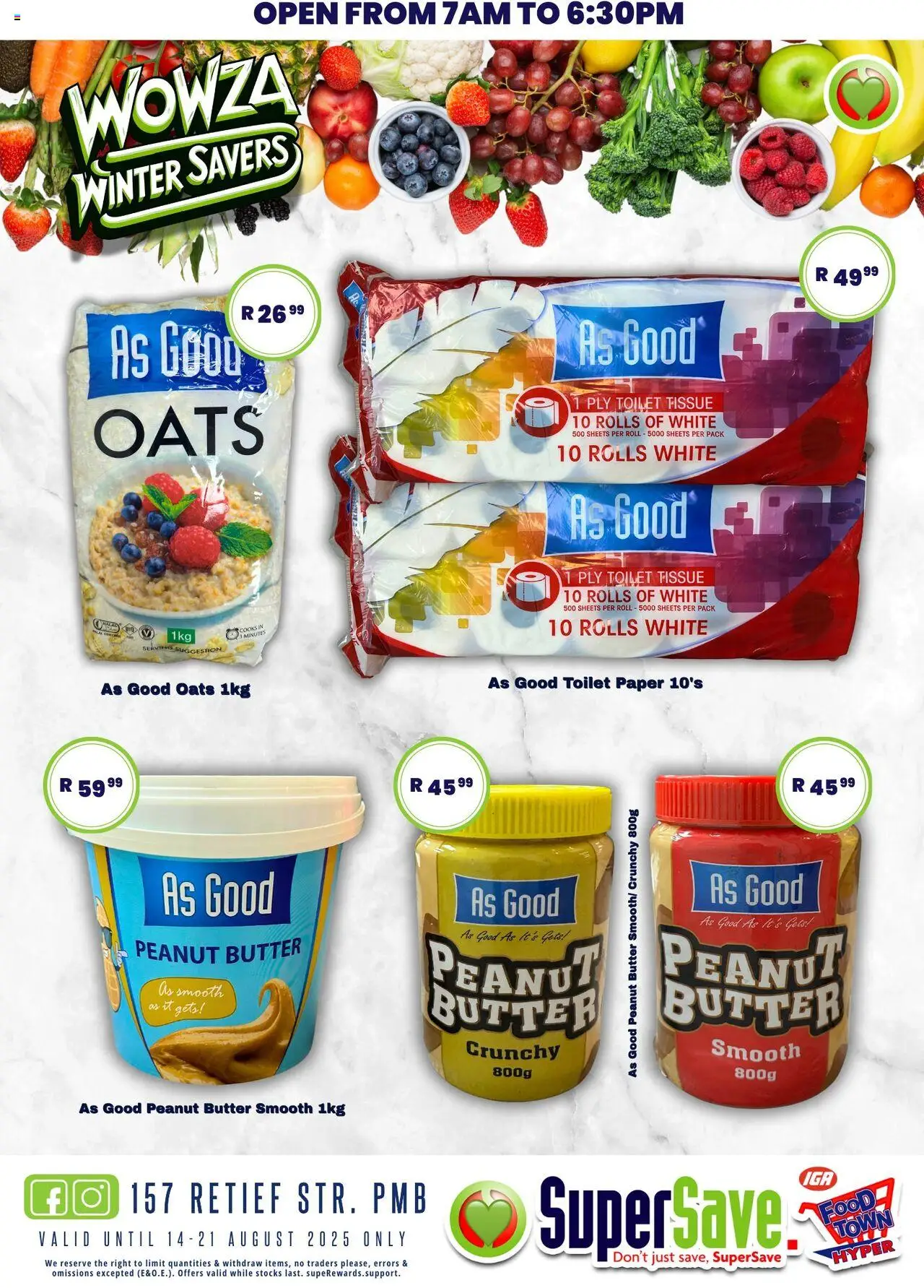 Super Save Specials │ valid from 14.08.2025 | Page: 54 | Products: Toilet, Butter, Oats, Peanut butter