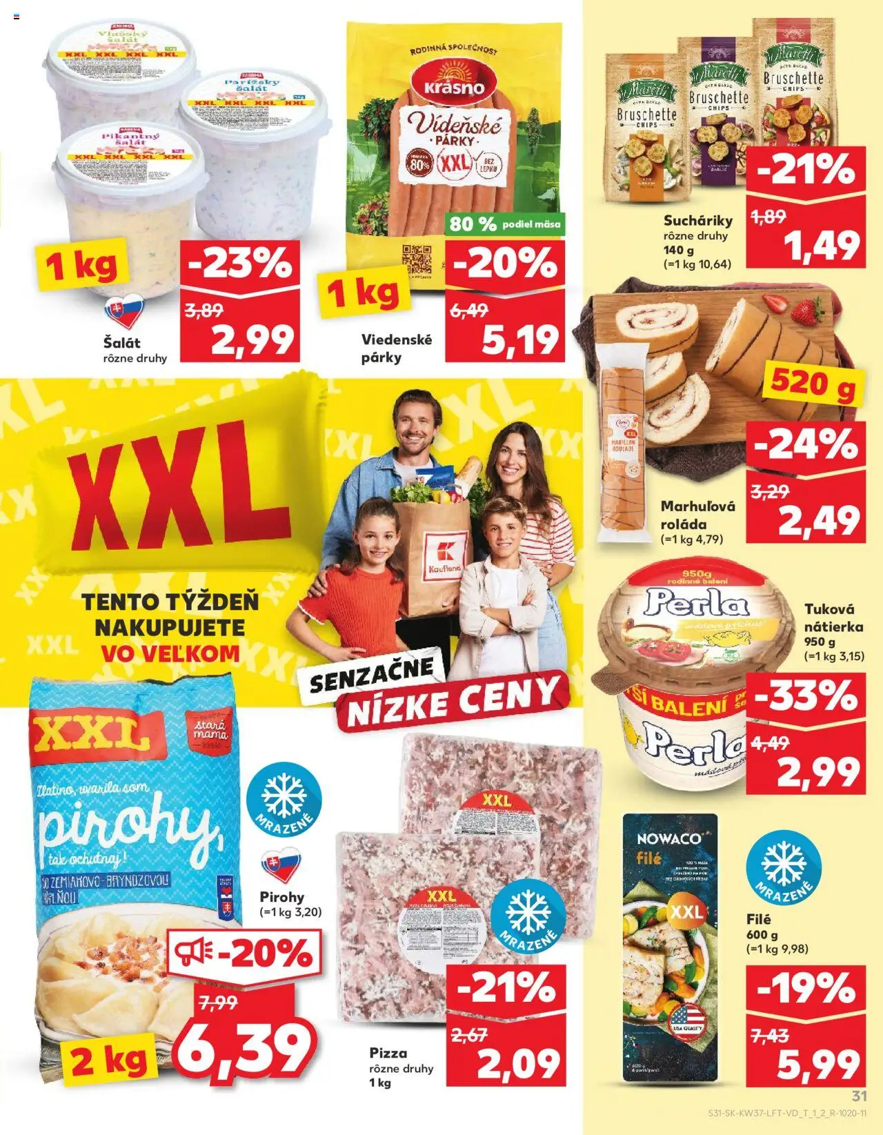 Nové Kaufland akcie – leták je platný od 11.09.2025 | Strana: 31 | Produkty: Pirohy, Pizza, Šalát, Párky