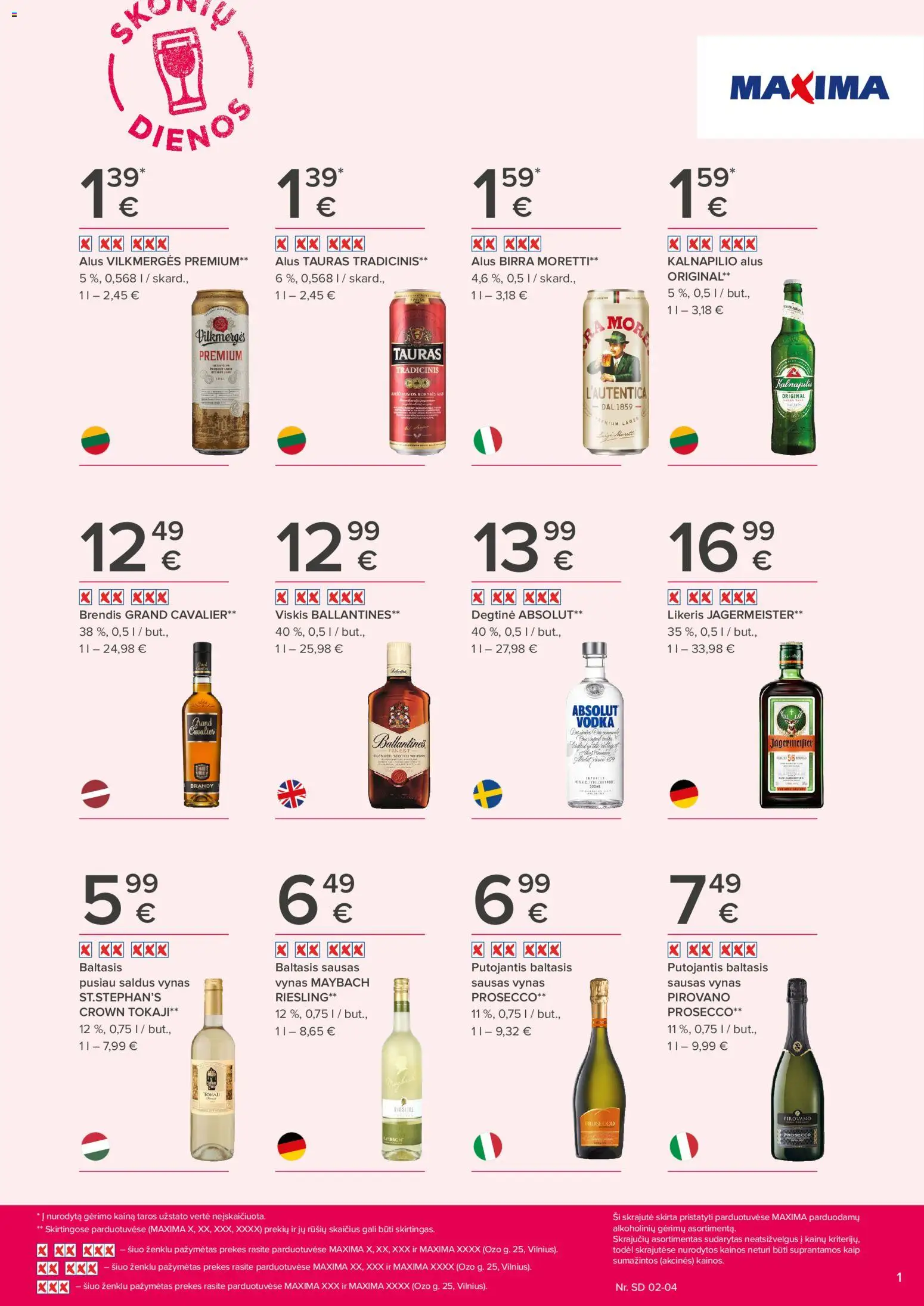 MAXIMA akcijos nuo 22.01.2026 | Puslapis: 1 | Prekių: Degtinė, Viskis, Vynas, Alus