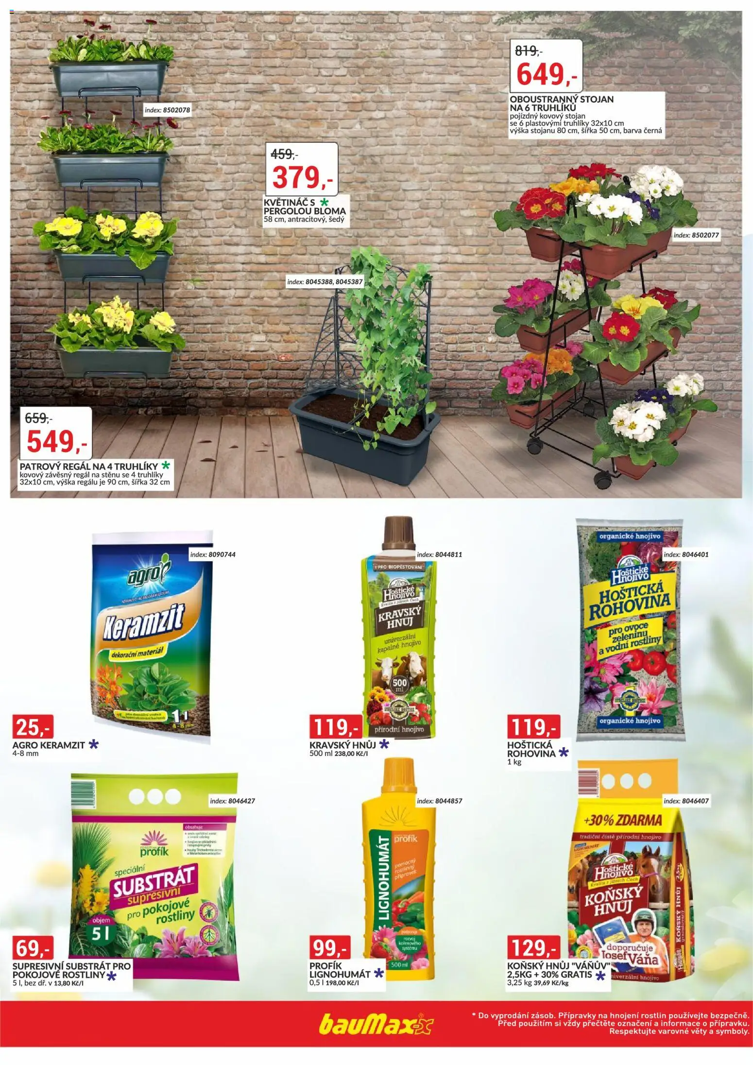 BAUMAX leták - Jaro v zahradě  od 12.03.2026 | Strana: 4 | Produkty: Truhlíky, Rostliny, Regál, Hnojivo