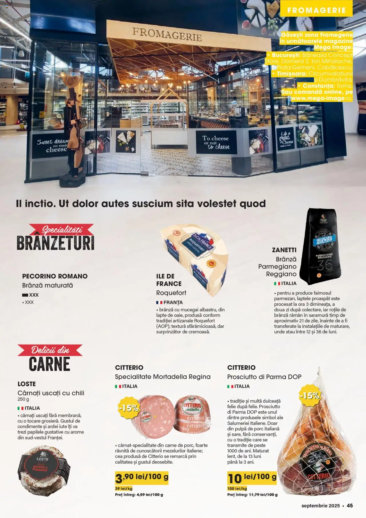 Noul catalog Mega Image – valabil de la 28.08.2025 | Pagină: 45 | Produse: Sită, Ardei, Condimente, Cârnați