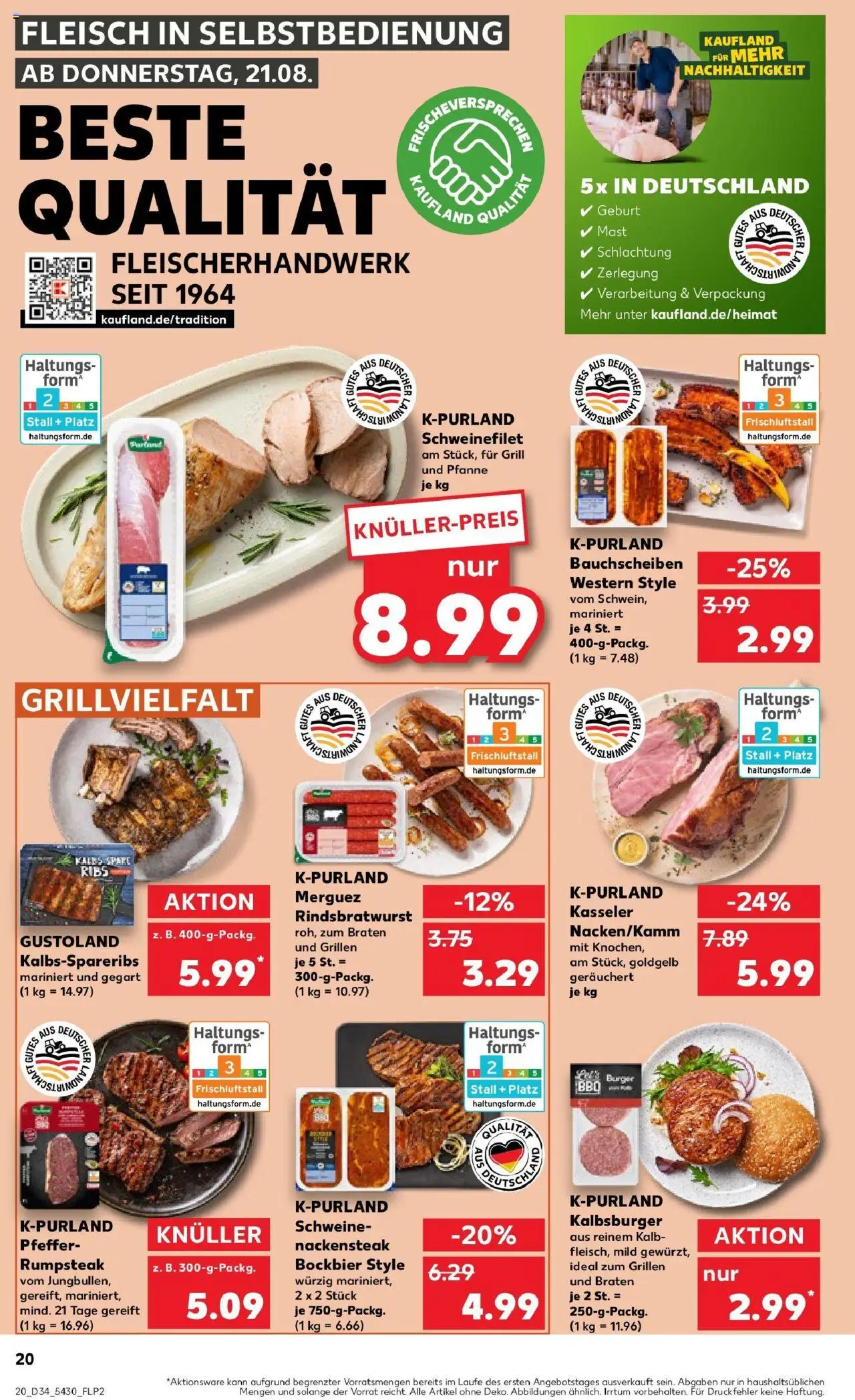 Kaufland prospekt Laupheim	 - gültig ab dem 21.08.2025 | Seite: 20 | Produkte: Burger, Pfeffer, Steak, Fleisch