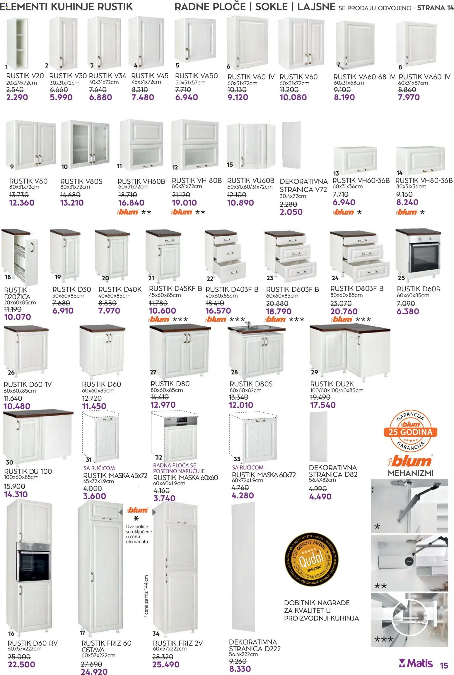 Matis katalog - važi od 01.04.2026 | Strana: 15 | Proizvode: Kuhinja, Radna ploča, Maska