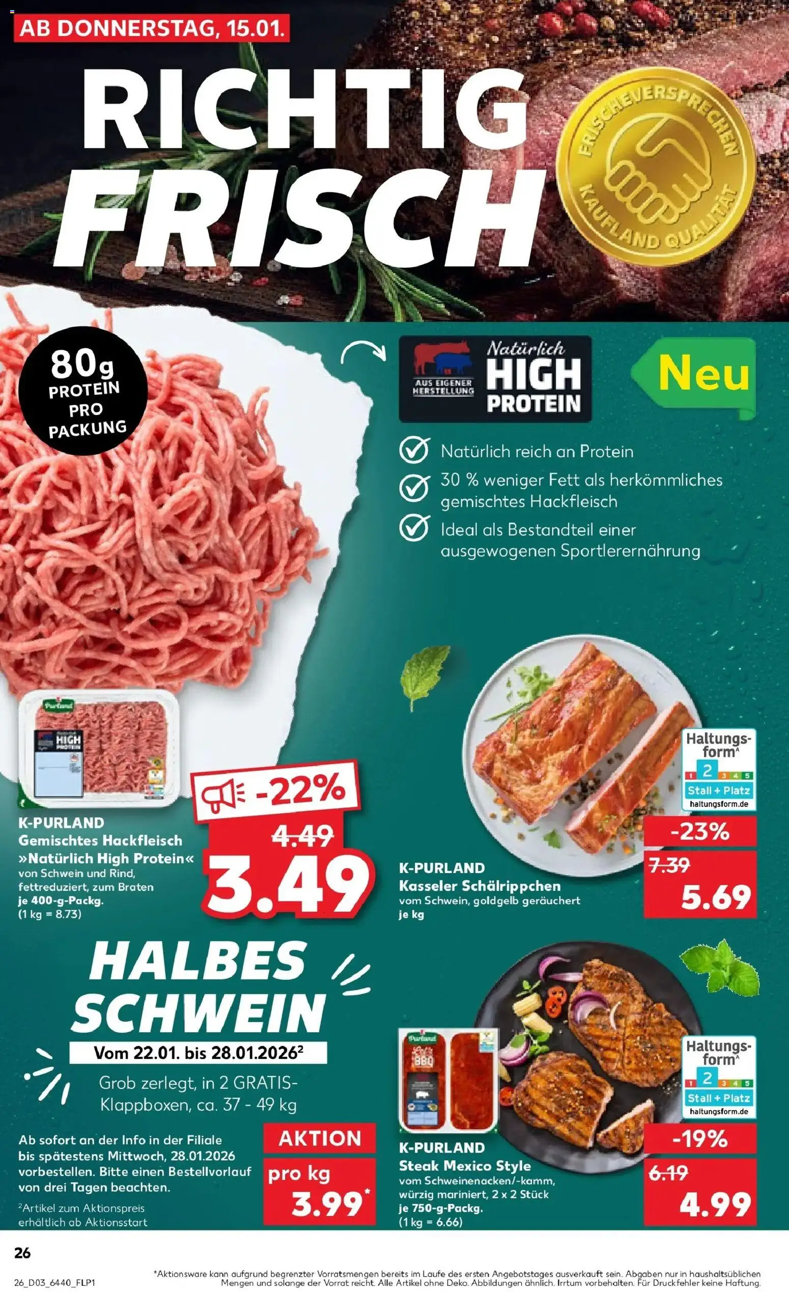Kaufland prospekt Rüsselsheim Am Main	 – gültig ab 15.01.2026 | Seite: 26 | Produkte: Steak, Hackfleisch