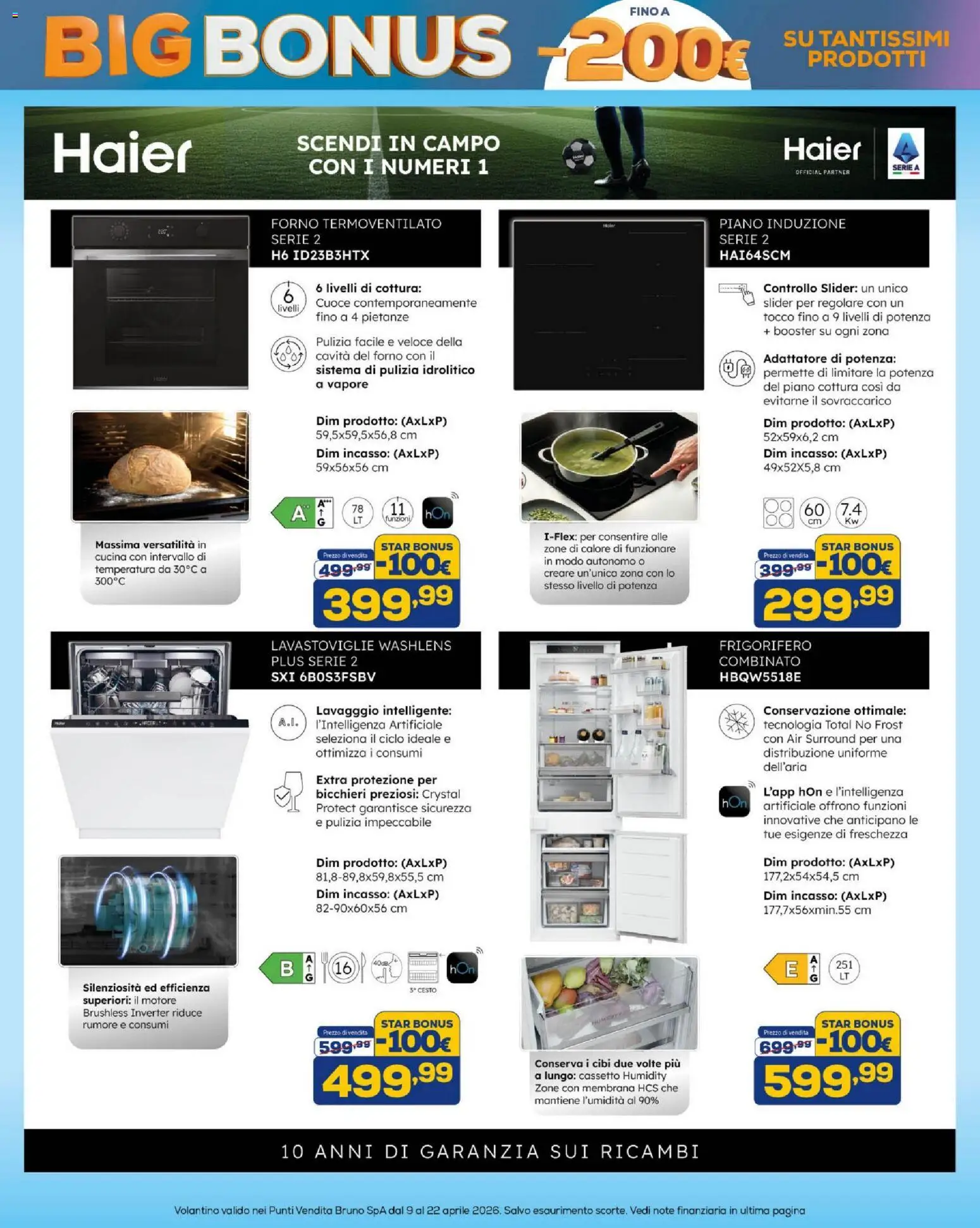 Volantino BRUNO del 09.04.2026 | Pagina: 31 | Prodotti: Piano cottura, Lavastoviglie, Frigorifero, Forno