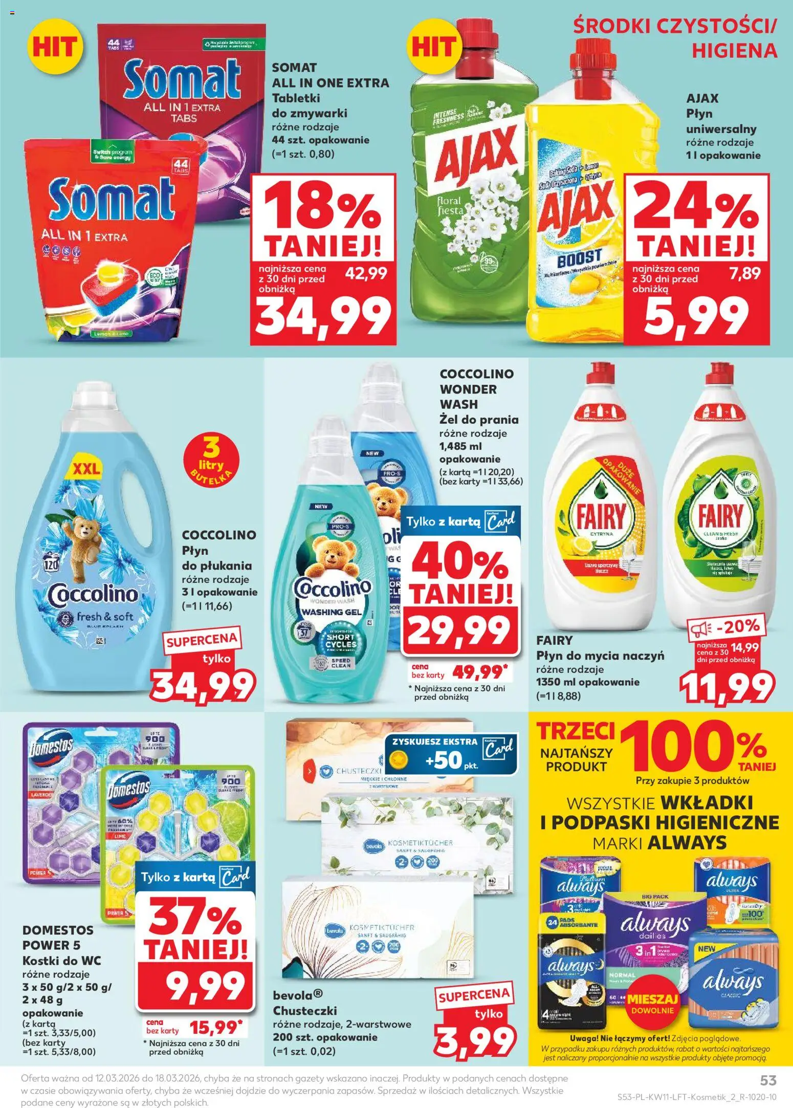 Kaufland Polsko leták od 12.03.2026 | Strana: 53 | Produkty: Coccolino, Domestos, Karty, Wc