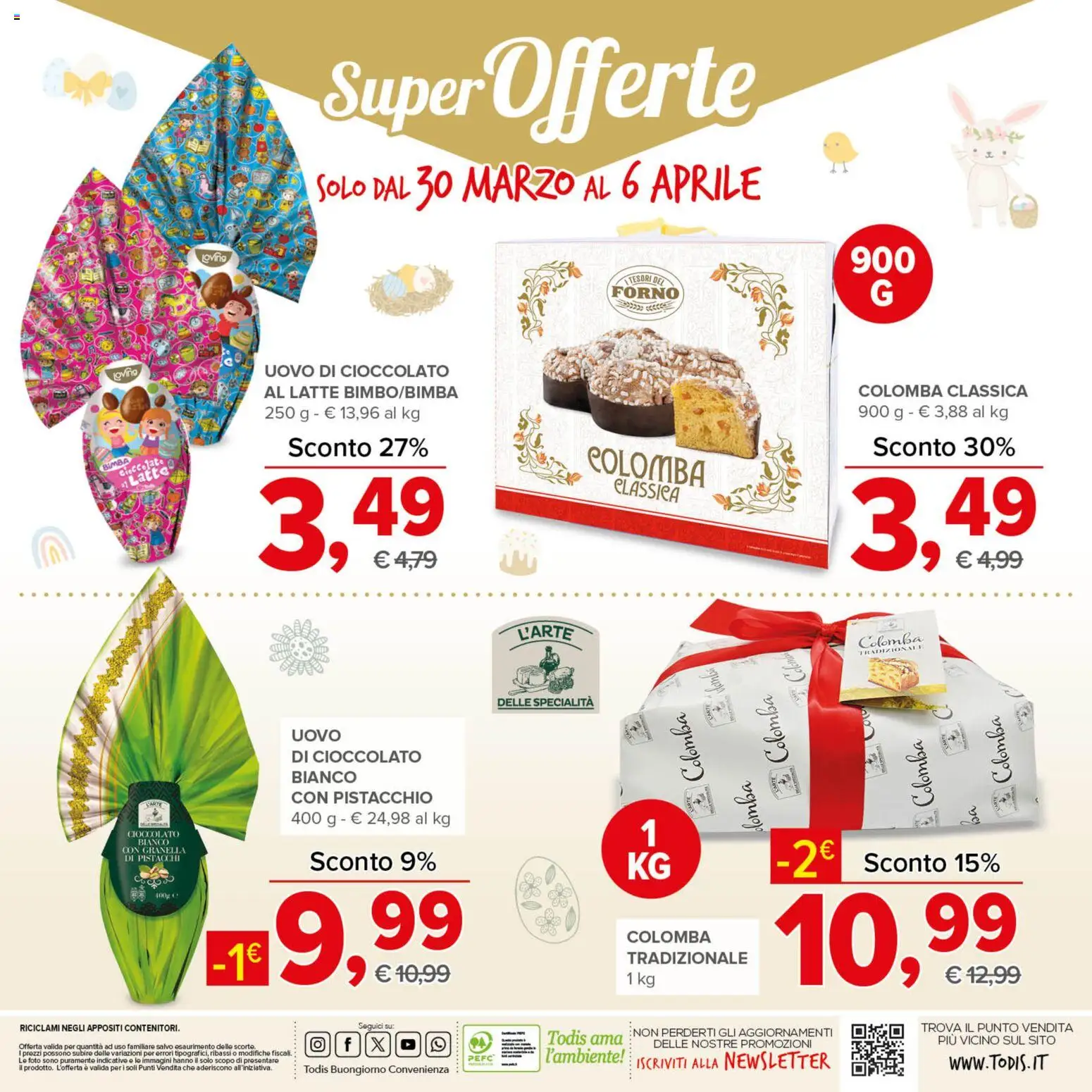 Volantino Todis del 26.03.2026 | Pagina: 24 | Prodotti: Cioccolato, Latte, Pistacchi, Forno