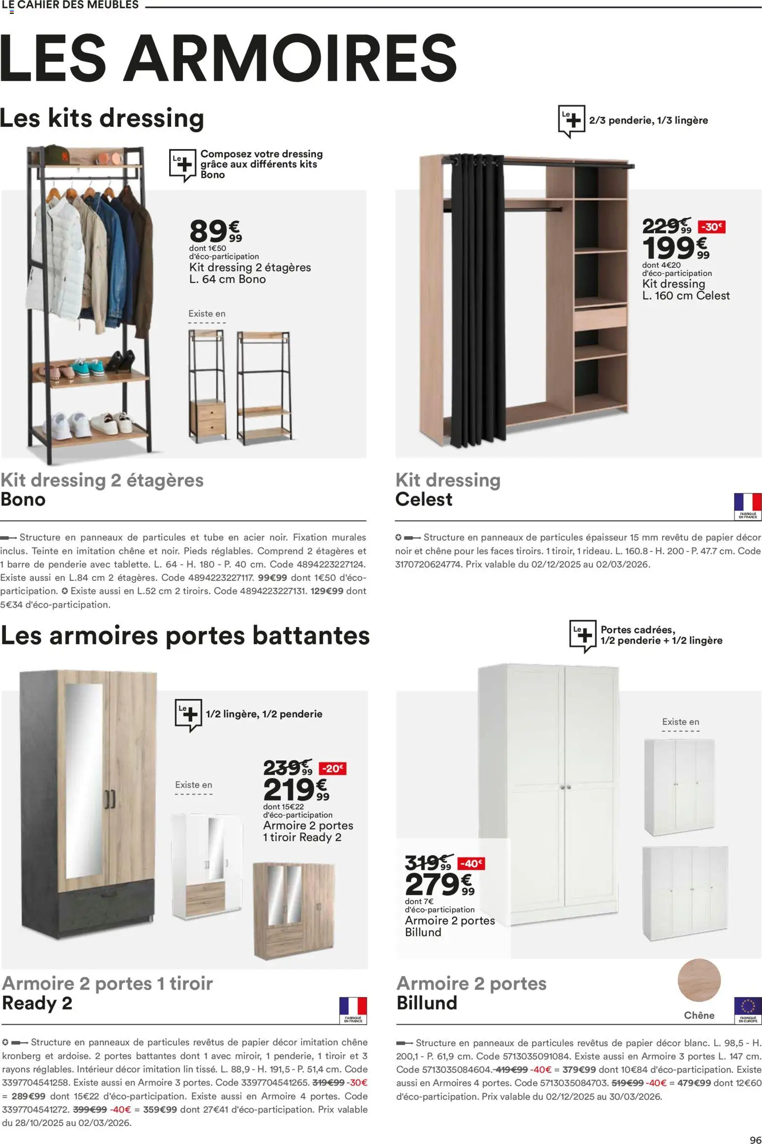 {H1} | Page: 96 | Produits: Kit dressing, Armoire, Portes, Dressing