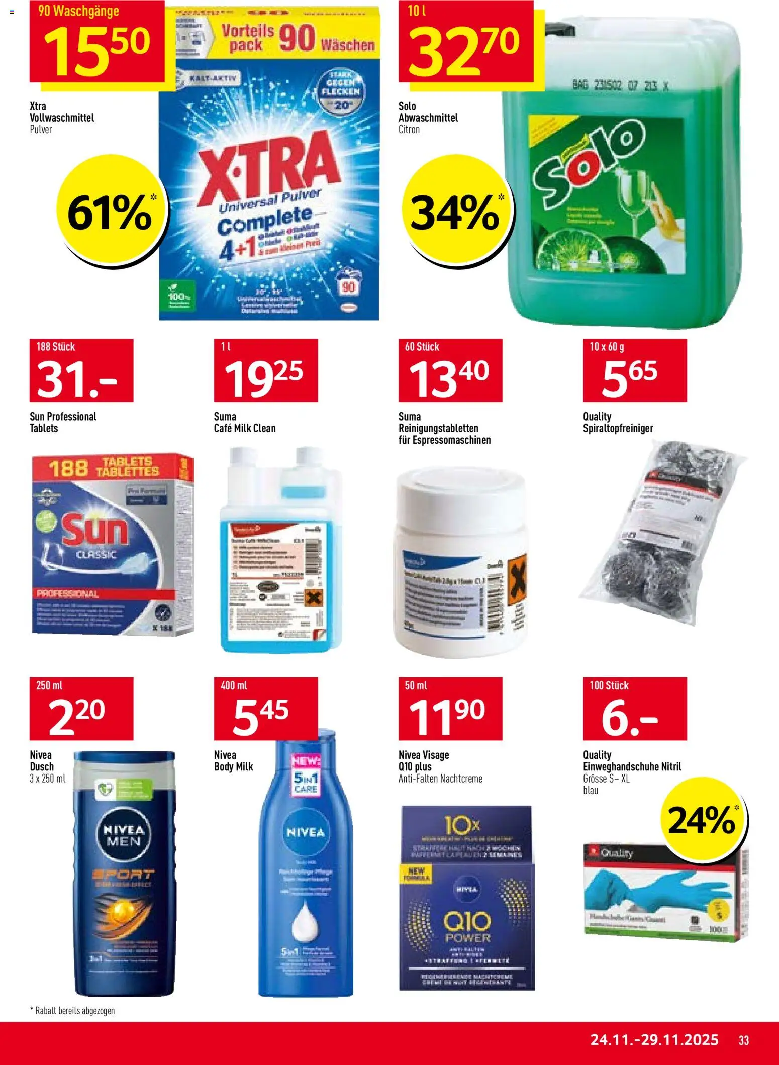 Prodega Aktionen – gültig ab 24.11.2025 | Seite: 33 | Produkte: Bad, Pulver, Nachtcreme, Body Milk