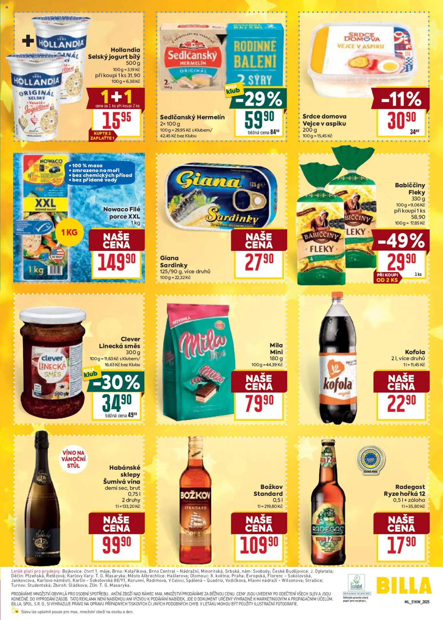 Billa Malý leták od 17.12.2025 | Strana: 3 | Produkty: Sedlčanský Hermelín, Hermelín, Nowaco file, Stůl