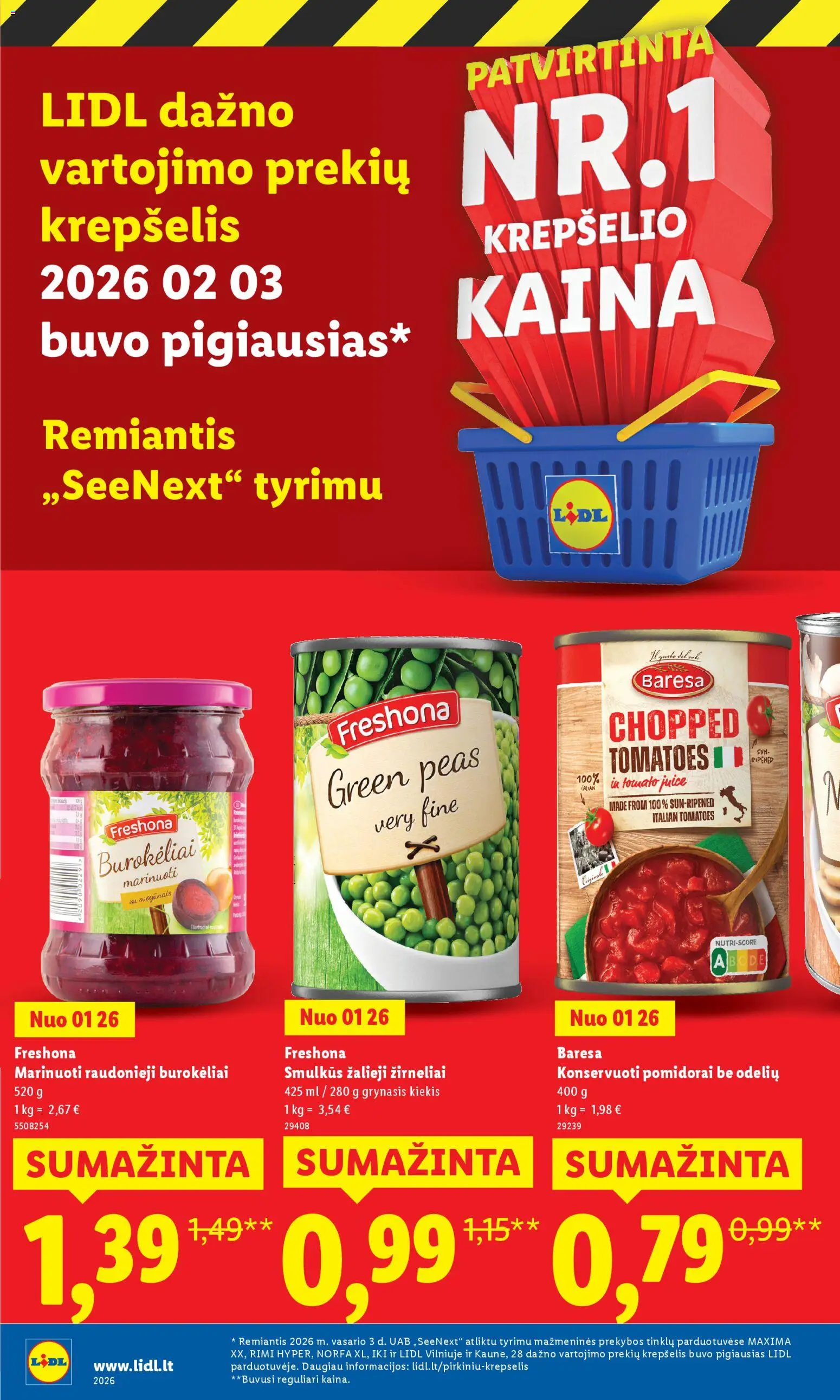 LIDL akcijos nuo 18.02.2026 | Puslapis: 16 | Prekių: Konservuoti pomidorai, Krepšelis, Pomidorai, Žirneliai