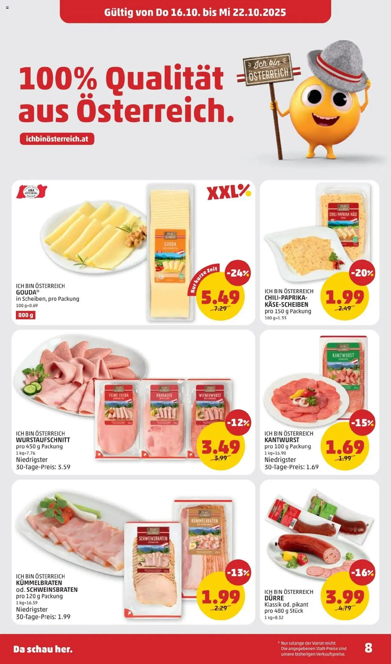 Penny Markt Flugblatt gültig ab 16.10.2025 | Seite: 8 | Produkte: Chili, Käse