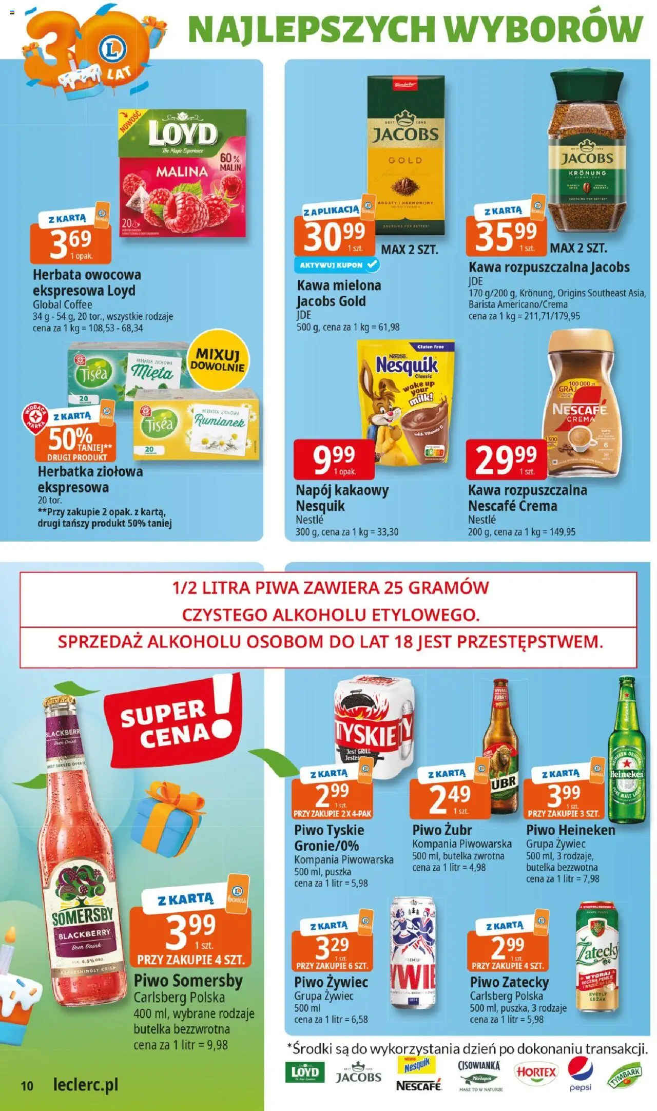E.Leclerc Gazetka - Kłodzko od 10.06.2025 | Strona: 10 | Produkty: Piwo żubr, Kawa rozpuszczalna, Piwo, Herbata