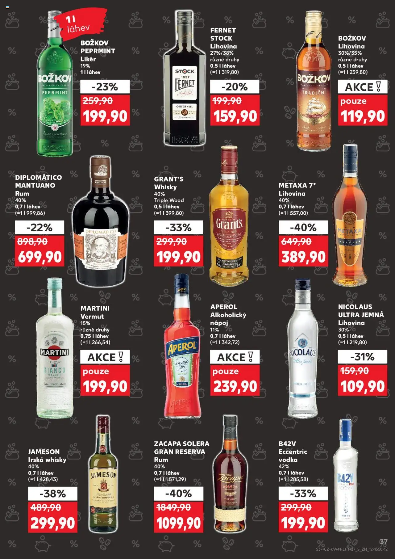 Kaufland leták - Praha 8 od 08.10.2025 | Strana: 37 | Produkty: Diplomatico, Martini, Metaxa, Fernet