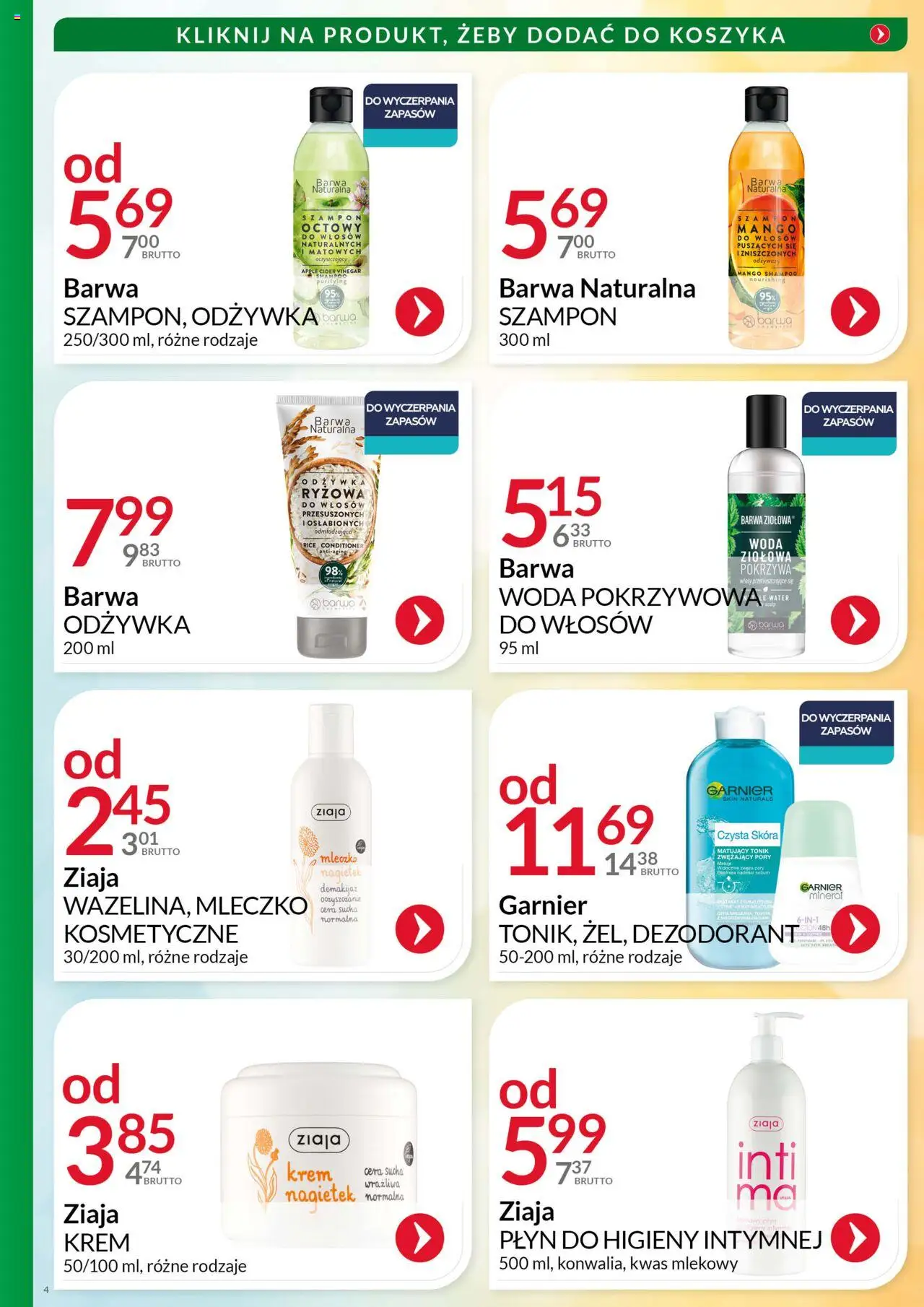 Eurocash Gazetka - Katalog Artykułów Chemicznych od 01.08.2025 | Strona: 4 | Produkty: Szampon, Odżywka, Tonik, Płyn do higieny intymnej