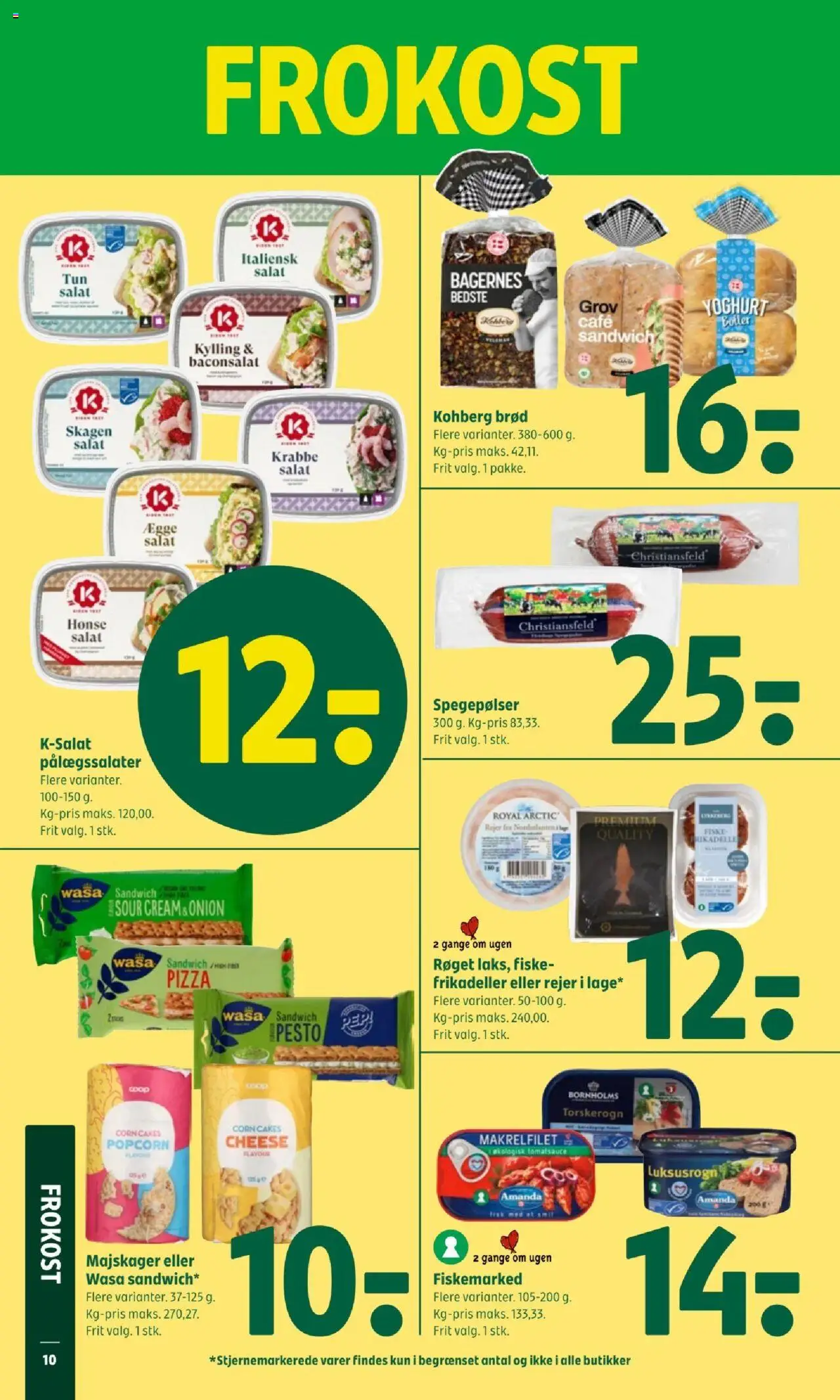 Coop 365 tilbudsavis – gyldig fra 09.10.2025 | Side: 12 | Produkter: Brød, Pizza, Salat, Rejer