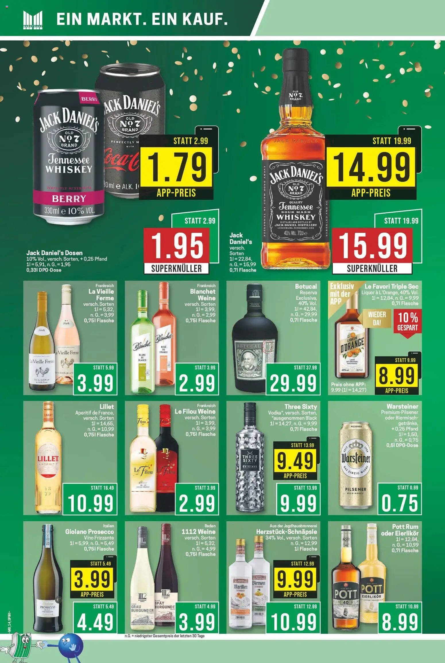 Marktkauf Prospekt 	 – gültig ab 16.02.2026 | Seite: 14 | Produkte: Le filou, Lillet, Prosecco, Vodka