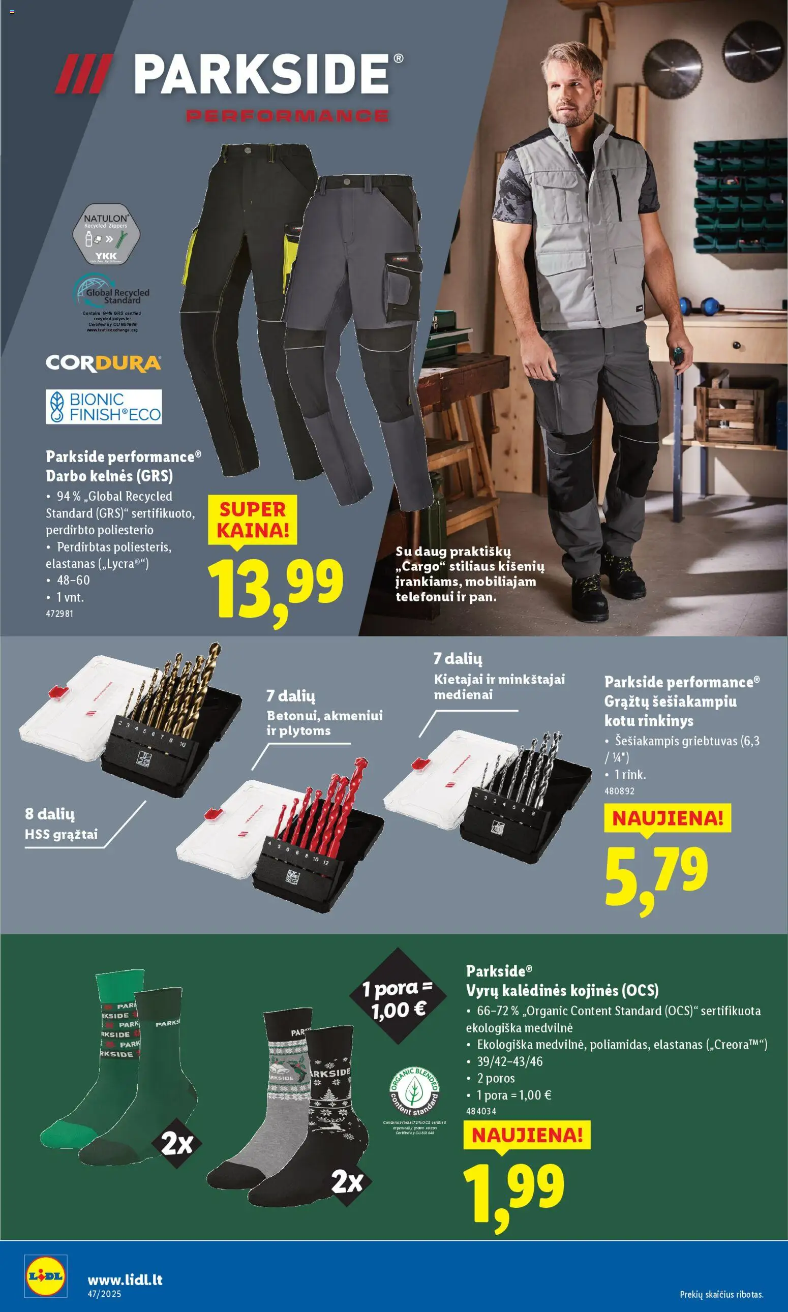 LIDL akcijos nuo 17.11.2025 | Puslapis: 12 | Prekių: Kelnes, Kojinės