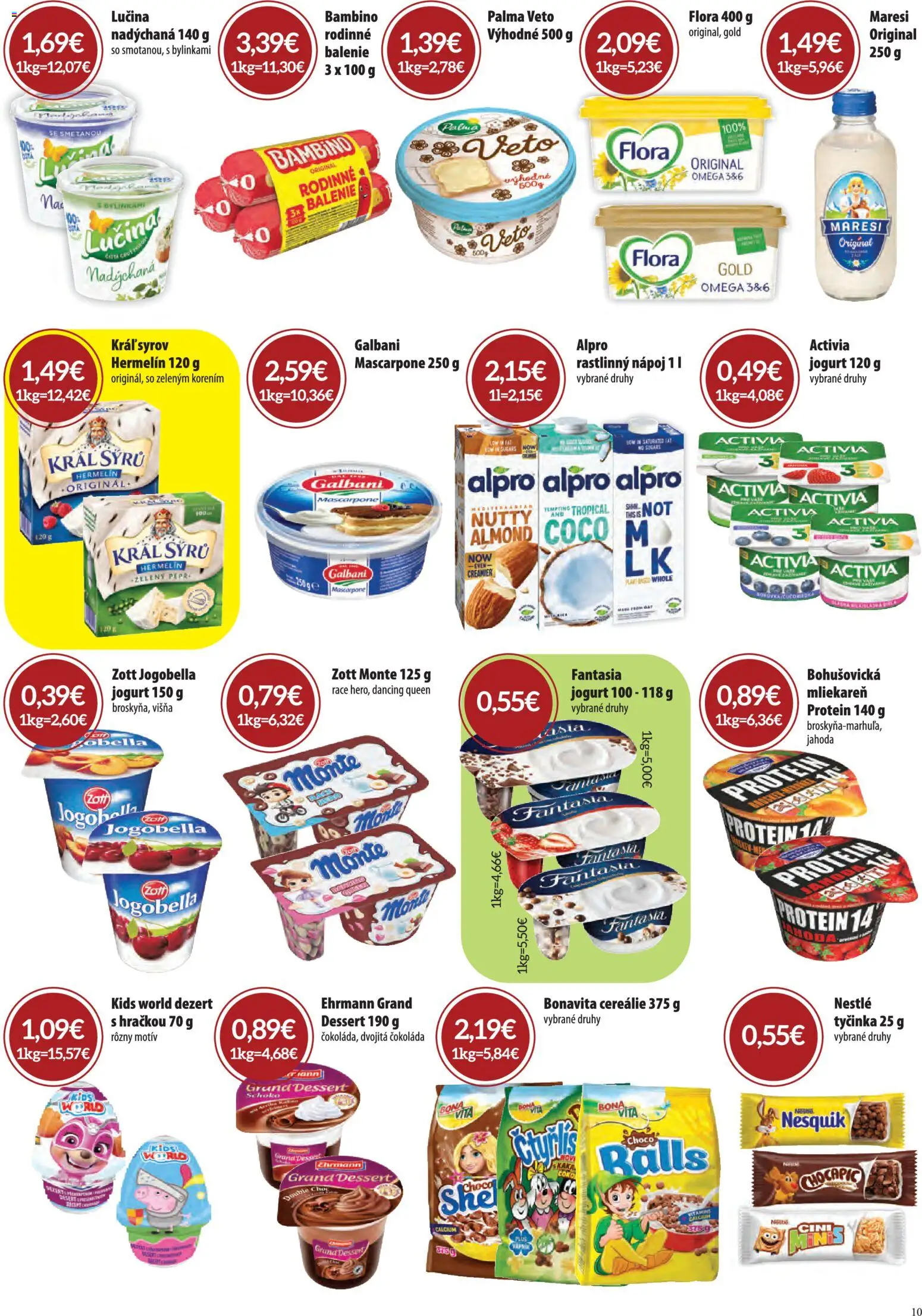 Nové CBA Komfos akcie – leták je platný od 05.03.2026 | Strana: 10 | Produkty: Jogurt, Protein, Čokoláda, Alpro