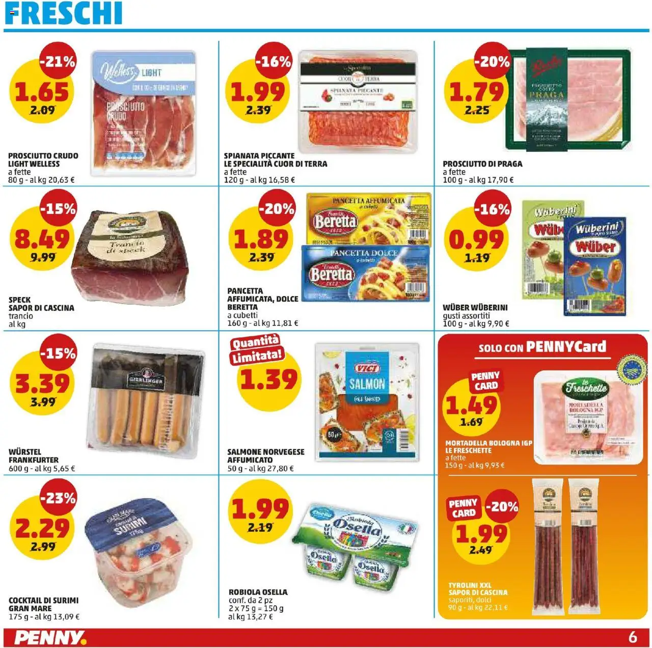 Volantino PENNY del 10.09.2025 | Pagina: 6 | Prodotti: Prosciutto Crudo, Pancetta, Prosciutto, Robiola