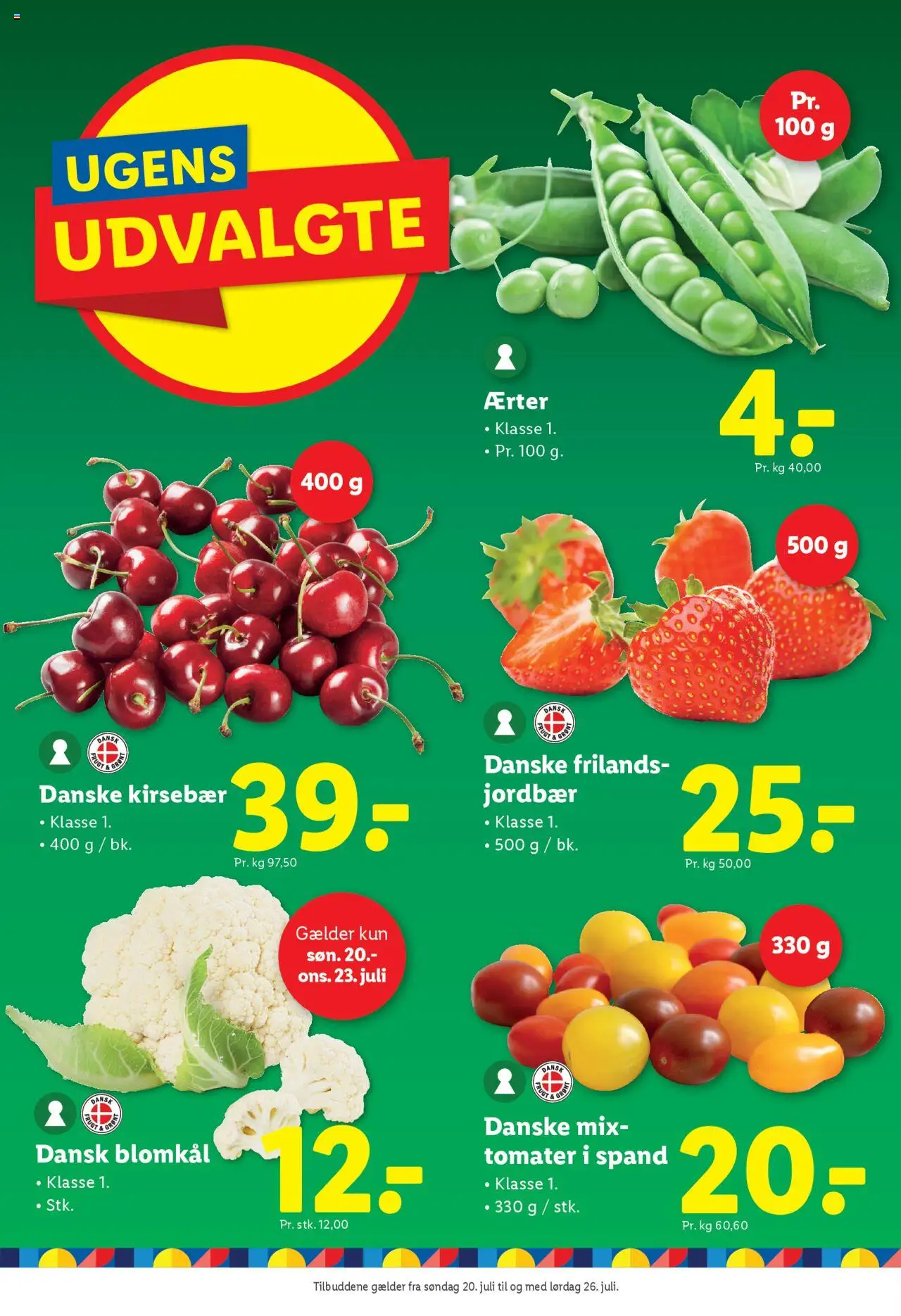 Lidl Tilbudsavis gyldig fra 24.07.2025 | Side: 21 | Produkter: Tomater, Kirsebær, Blomkål, Ærter