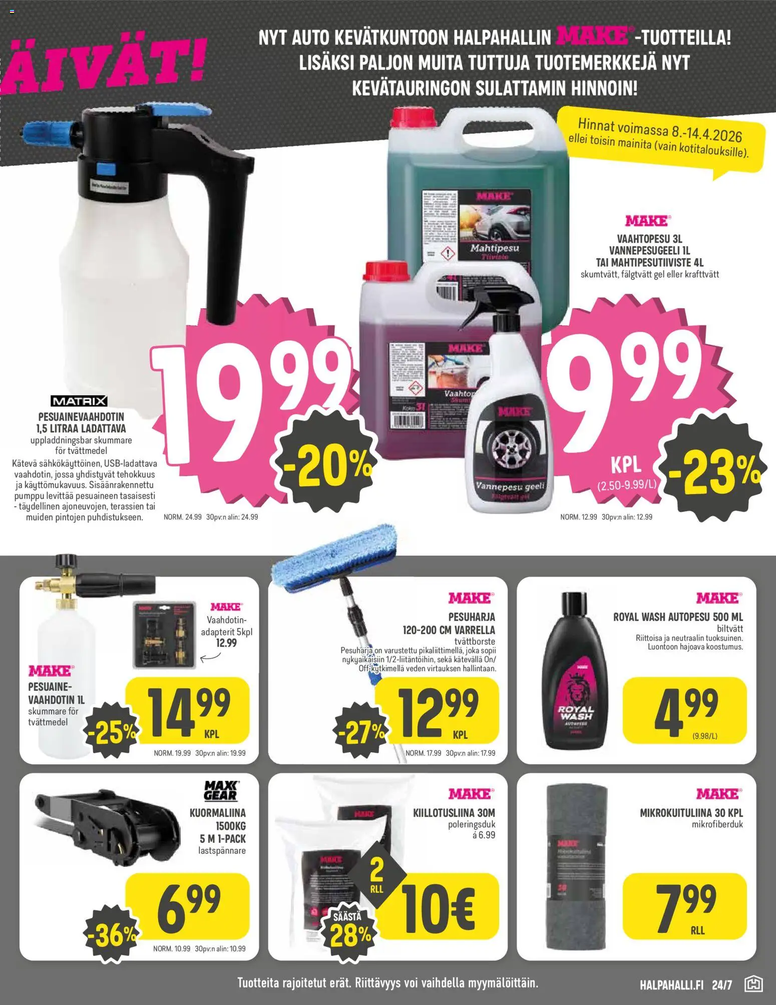 Halpa Halli tarjoukset – voimassa 08.04.2026 alkaen | Sivu: 5 | Tuotteet: Mikrokuituliina, Pesuaine, Voi, Pumppu