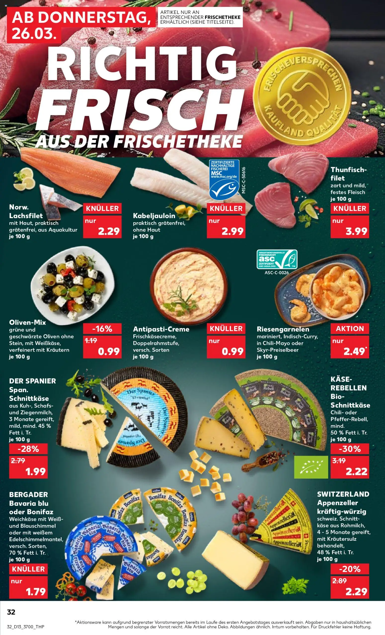 Kaufland Prospekt Rostock	 – gültig ab 26.03.2026 | Seite: 32 | Produkte: Käse, Thunfisch, Chili, Fleisch
