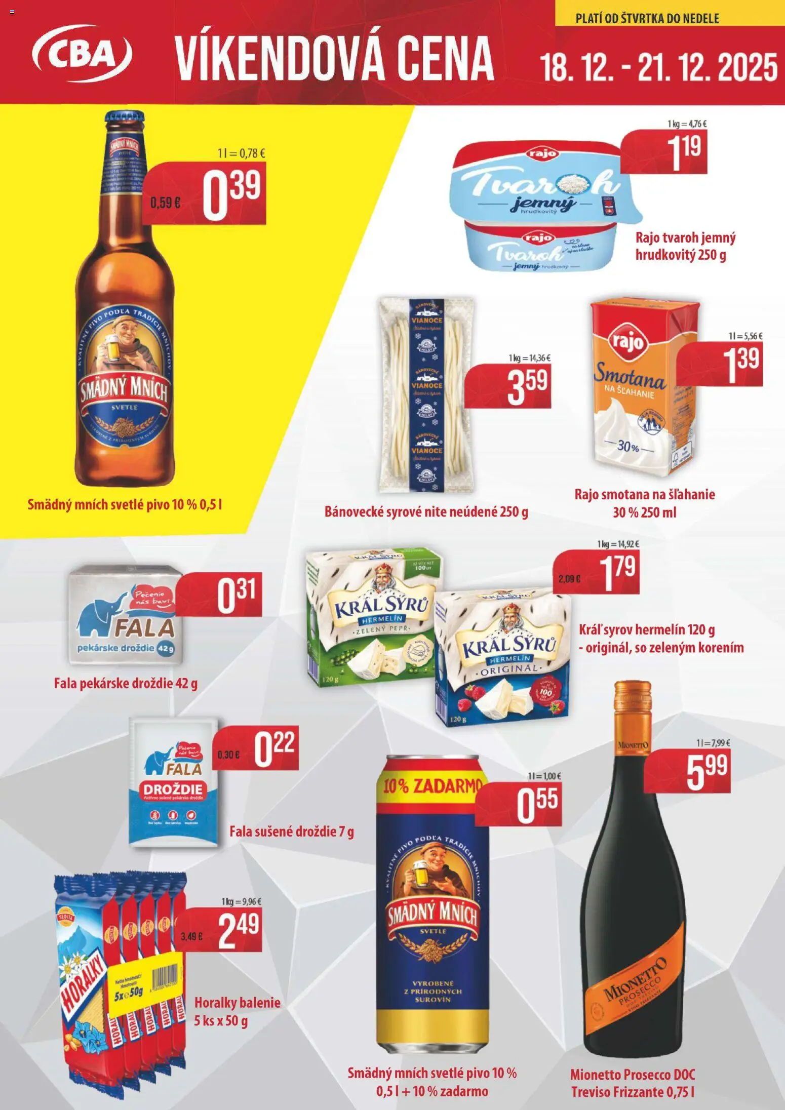 Nové Nitrazdroj akcie – leták je platný od 18.12.2025 | Strana: 1 | Produkty: Víno, Smotana, Smädný Mních, Tvaroh