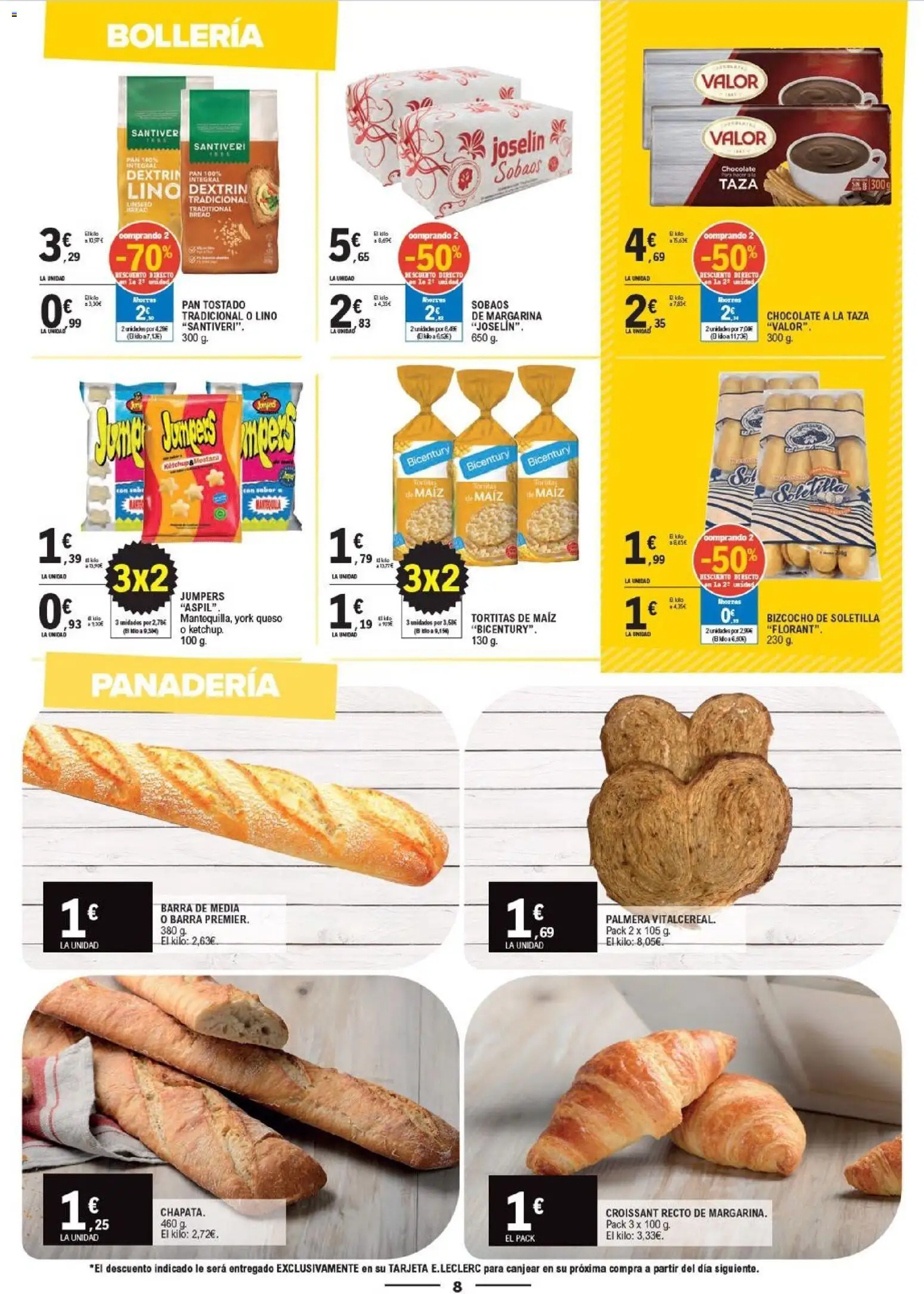 E.Leclerc folleto │ válido desde el 14.01.2026 | Página: 8 | Productos: Queso, Chocolate, Croissant, Panadería
