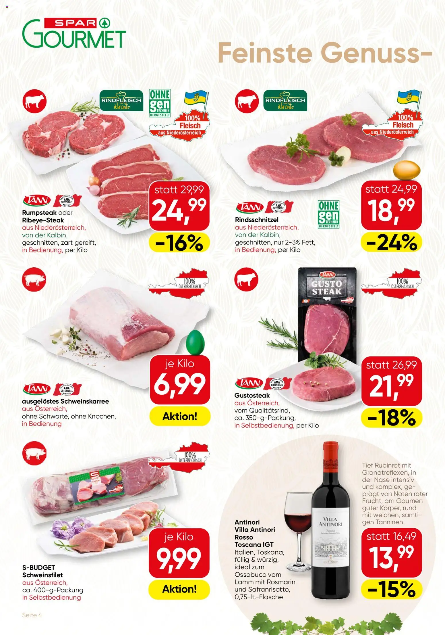 SPAR Gourmet Flugblatt gültig ab 26.03.2026 | Seite: 4 | Produkte: Rindfleisch