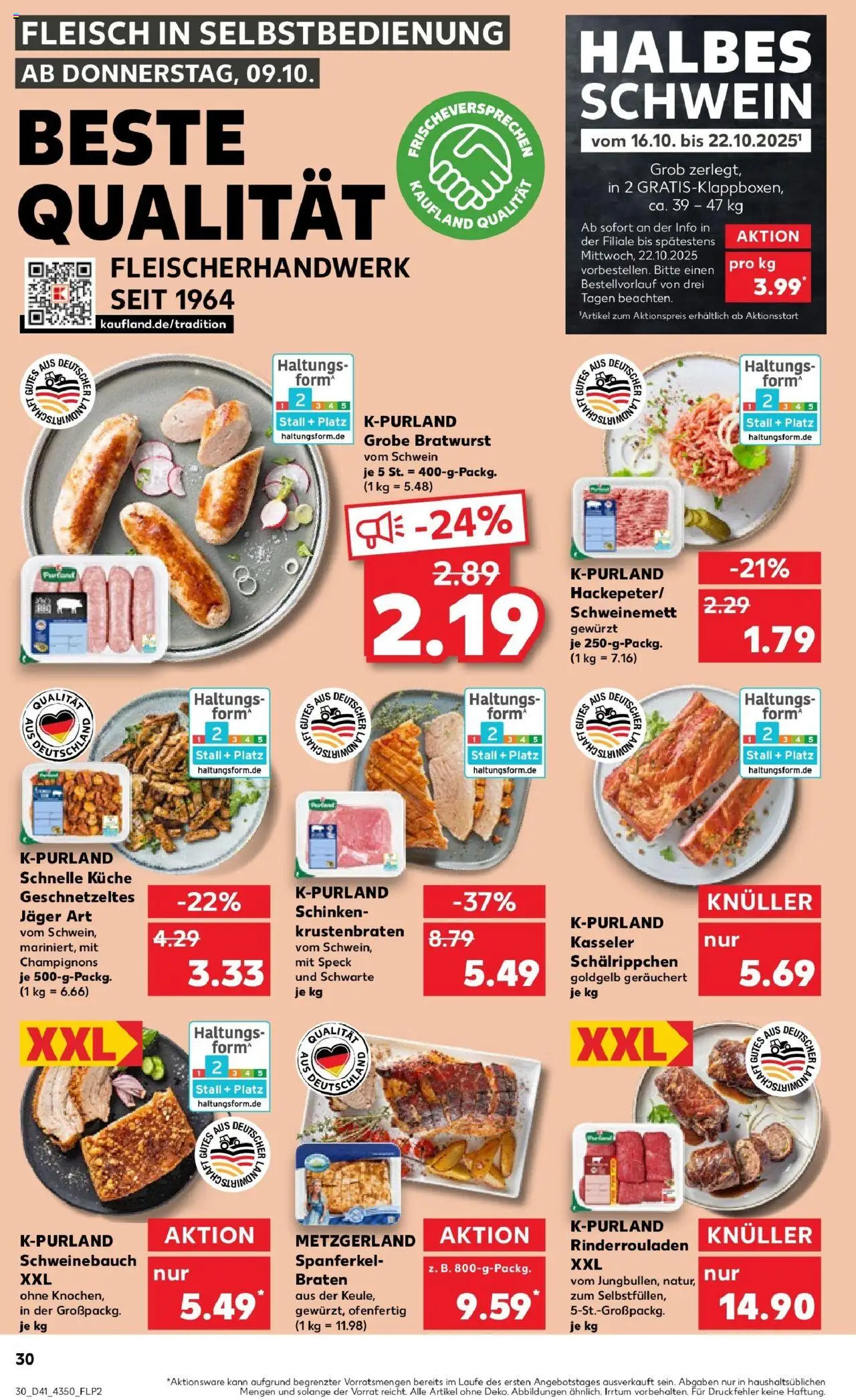 Kaufland prospekt Berlin	 – gültig ab 13.10.2025 | Seite: 30 | Produkte: Rinderrouladen, Schweinebauch, Küche, Krustenbraten