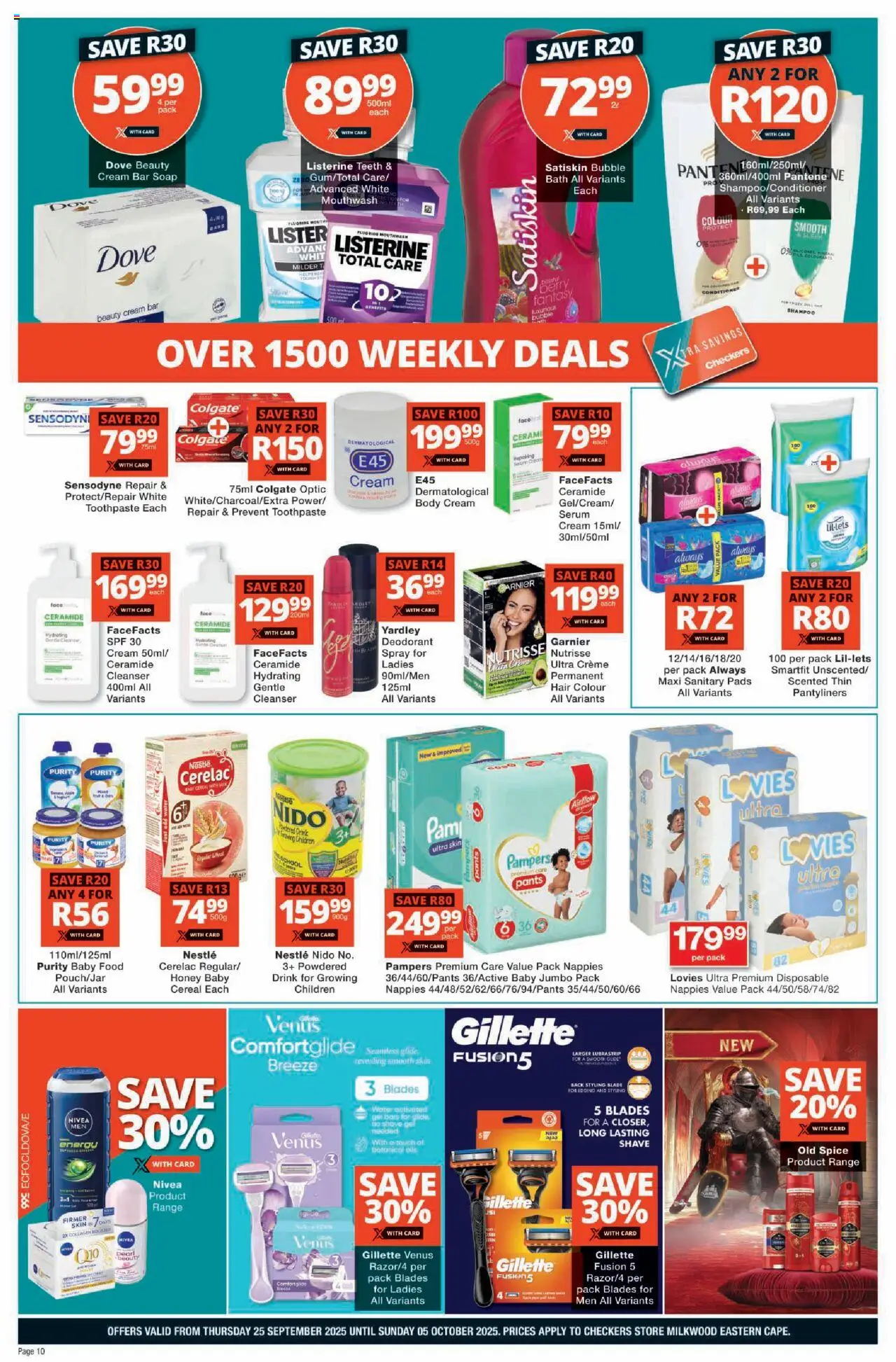 New Checkers catalogue – valid from 25.09.2025 | Page: 10 | Products: Pants, Cream, Body cream, Nappies