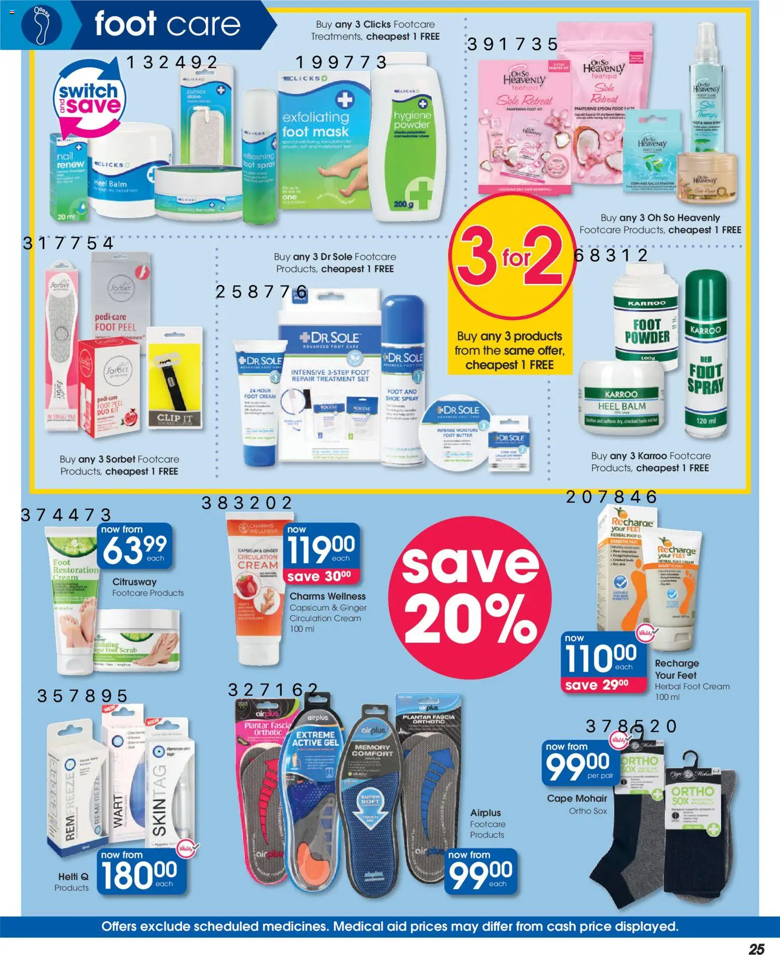New Clicks catalogue – valid from 25.02.2026 | Page: 25 | Products: Foot powder, Butter, Powder, Switch