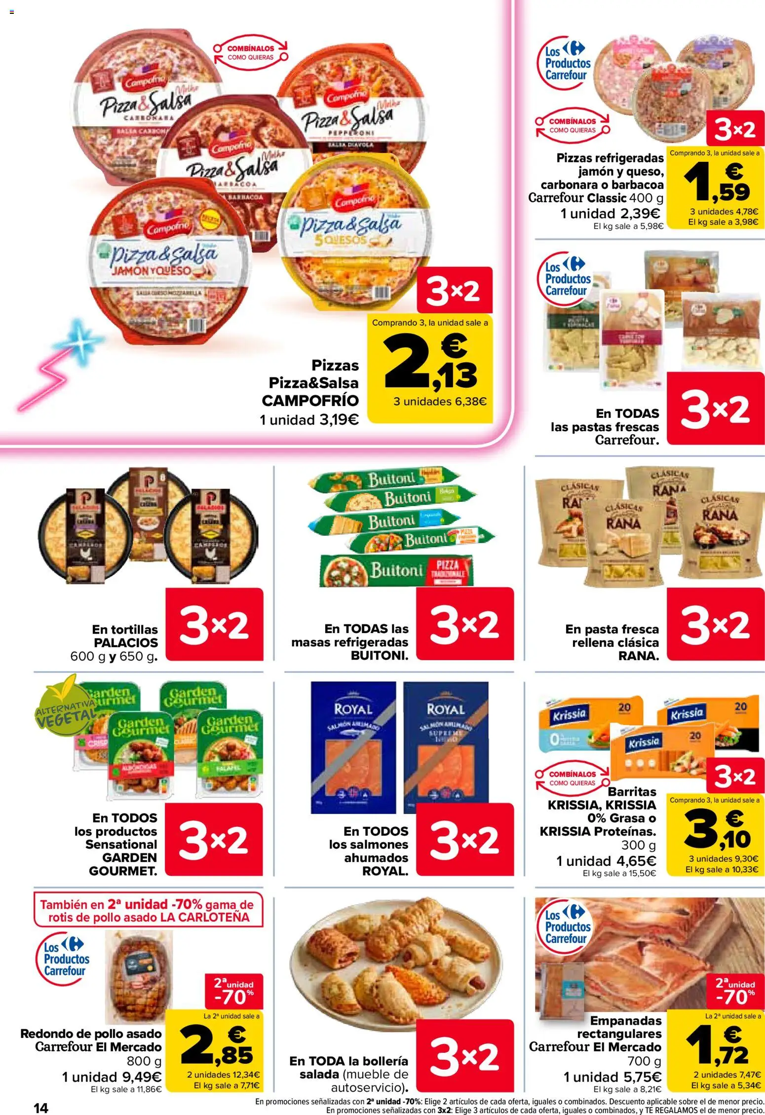 Carrefour folleto │ válido desde el 25.02.2026 | Página: 14 | Productos: Jamón, Pizza, Pasta, Barbacoa
