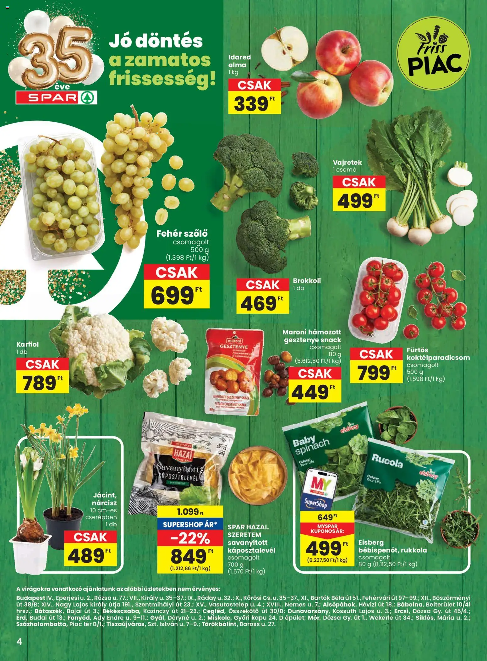 Spar akciós ujság - amely érvényes a következő dátumtól: 19.02.2026 | Oldal: 4 | Termékek: Szőlő, Káposztalevél, Kapu, Alma