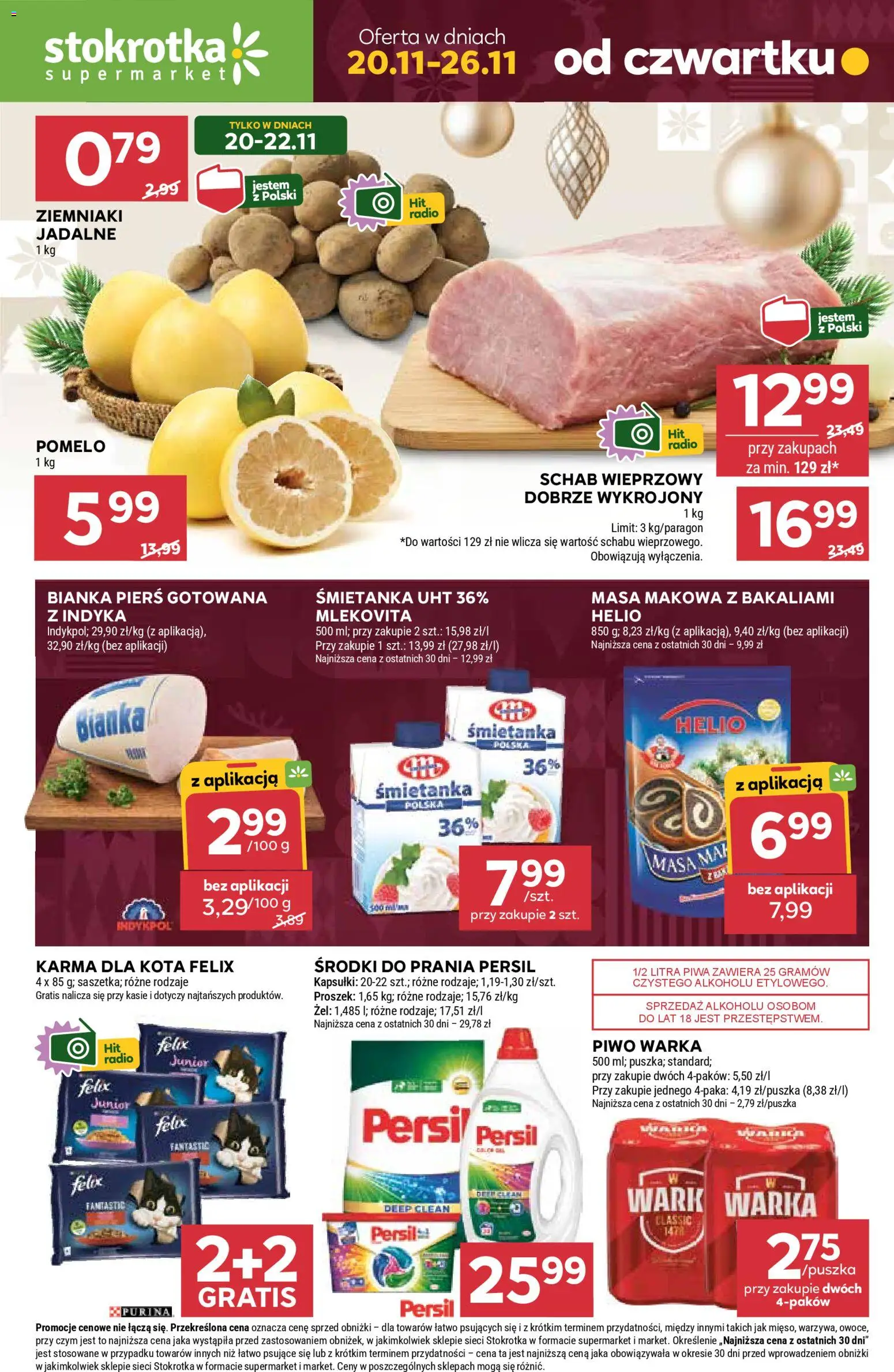 Stokrotka Gazetka od 20.11.2025 | Strona: 1 | Produkty: Stokrotka, Pomelo, Piwo, Ziemniaki
