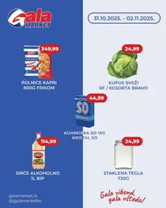 Gala MARKET vikend akcija - pregled Gala MARKET kataloga - važi od 31.10.2025
