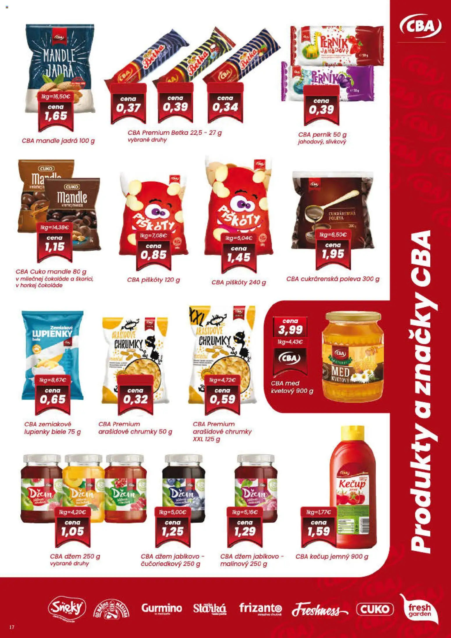 Nové CBA Verex akcie – leták je platný od 01.12.2025 | Strana: 17 | Produkty: Kečup, Med, Mandle