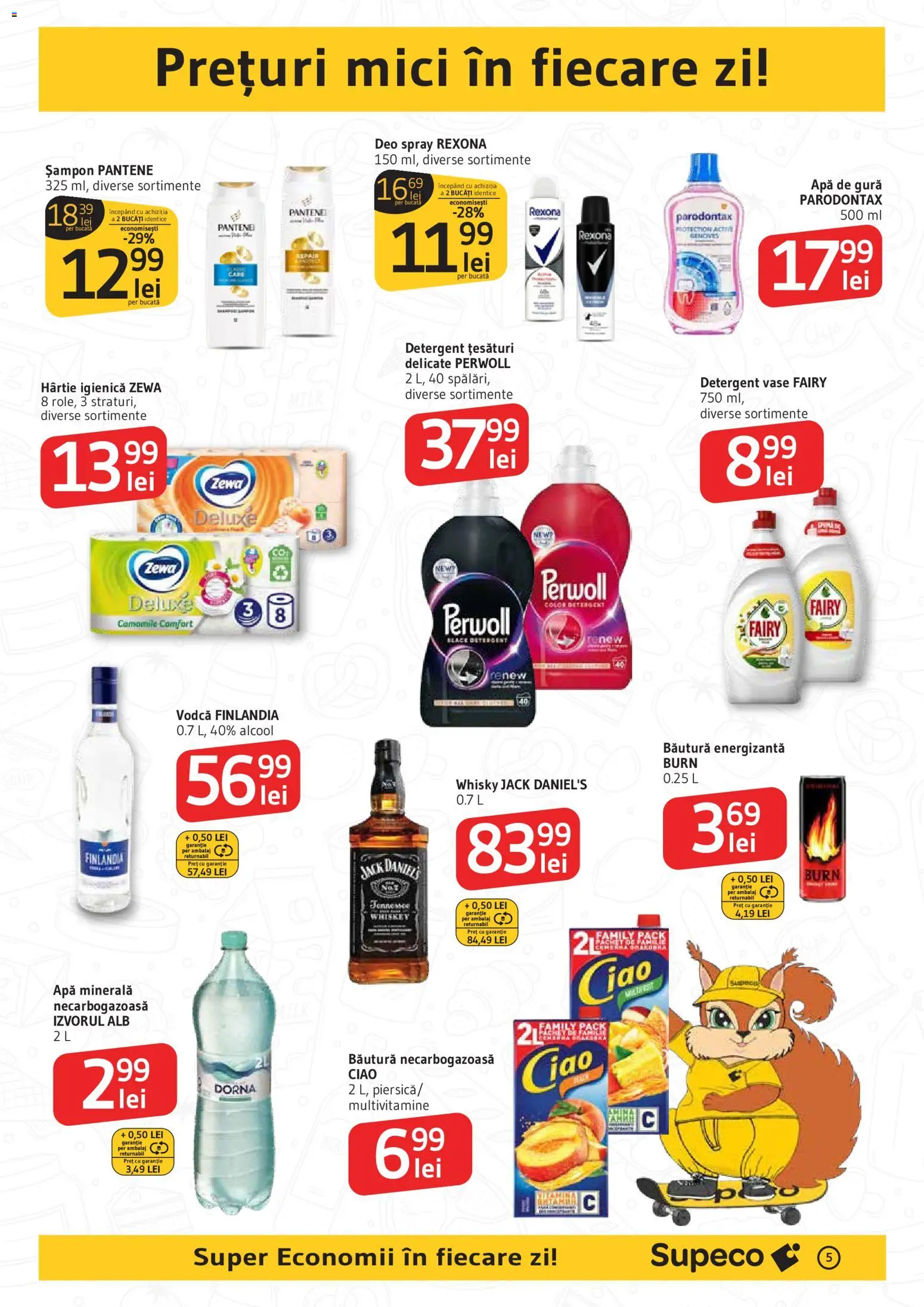 Noul catalog Supeco – valabil de la 19.02.2026 | Pagină: 5 | Produse: Mici, Băutură energizantă, Detergent, Whiskey
