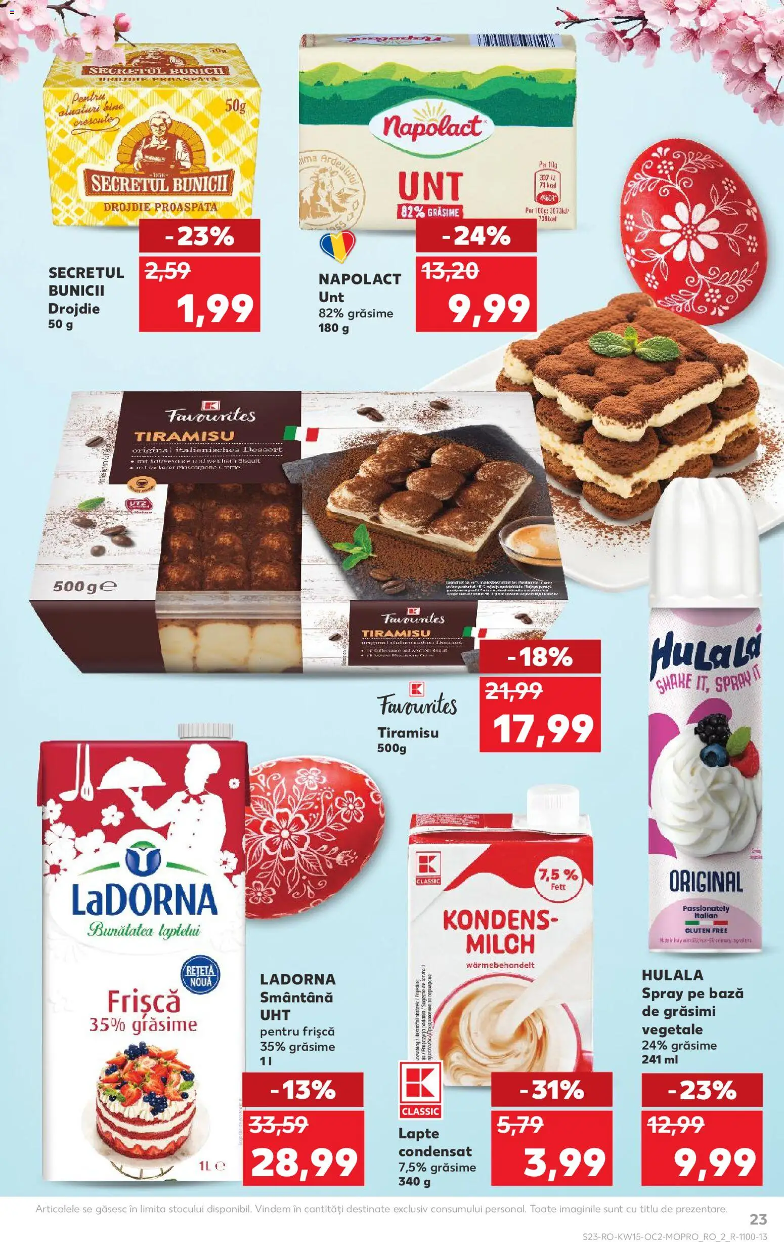 Kaufland RO akciós ujság - amely érvényes a következő dátumtól: 08.04.2026 | Oldal: 23 | Termékek: Tiramisu, Mascarpone